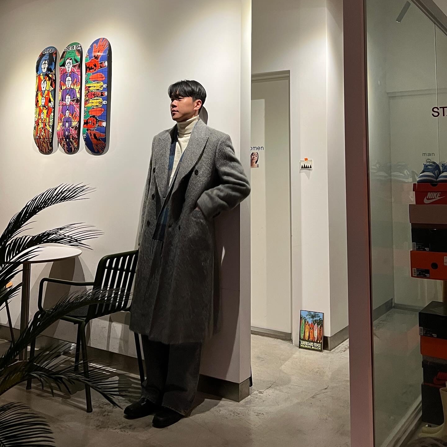 Our Legacy Hairy Alpaca Whale Coat Wishkah Grey 착용 스타일 - 2