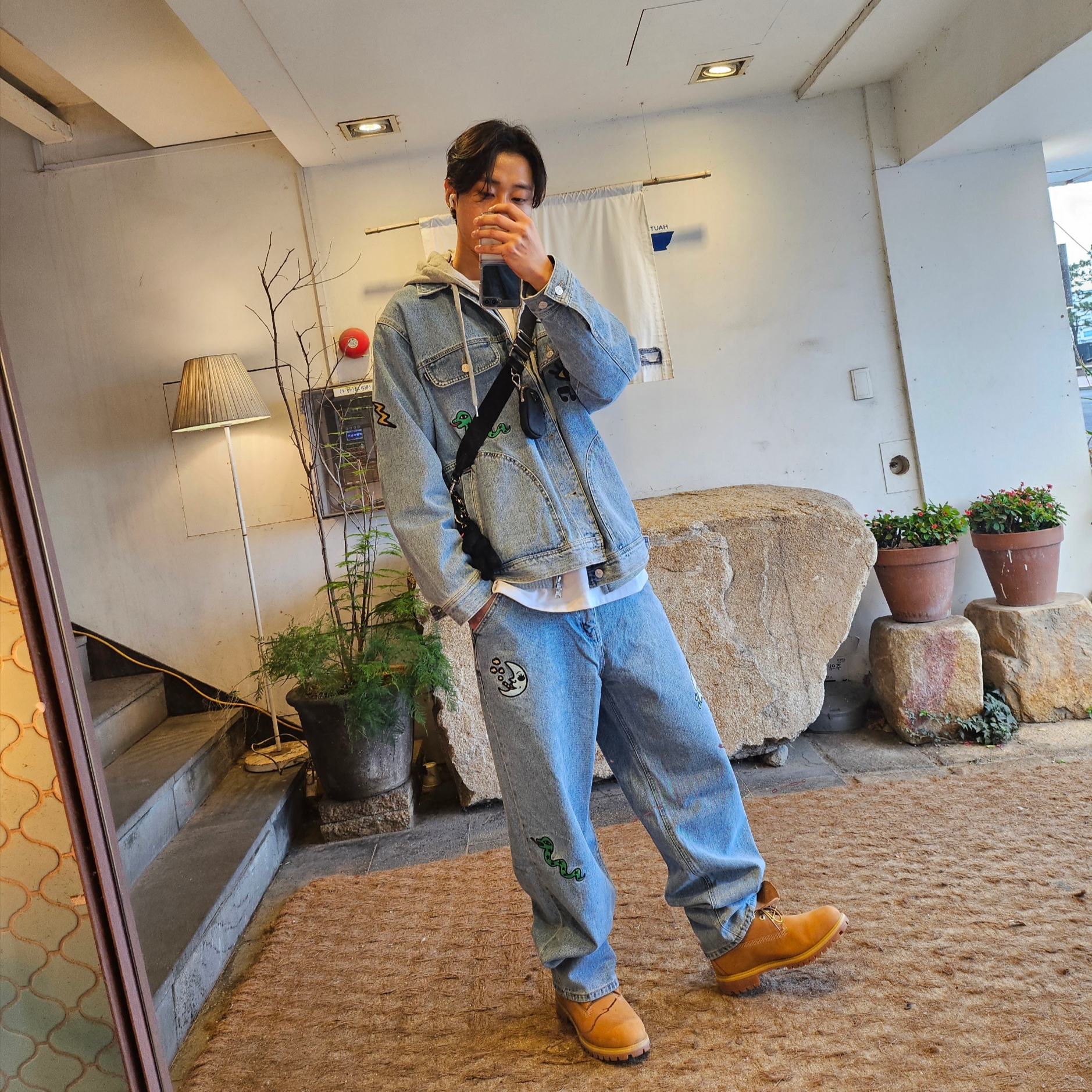 Timberland Premium 6 inch Waterproof Boot Wheat Nubuck - Wide, Comfort Piyong Keyring Black 착용 스타일