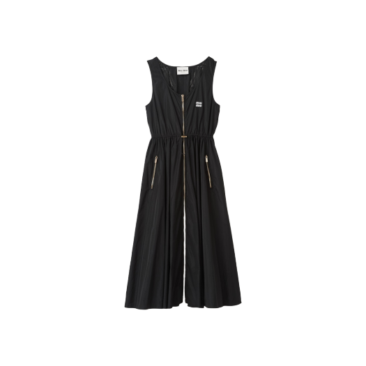(W) 미우 미우 슬리브리스 테크니컬 실크 드레스 블랙