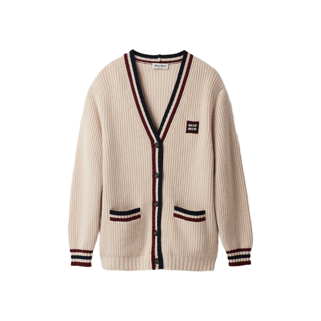 (W) Miu Miu Cashmere Knit Cardigan Natural 상세 이미지 1