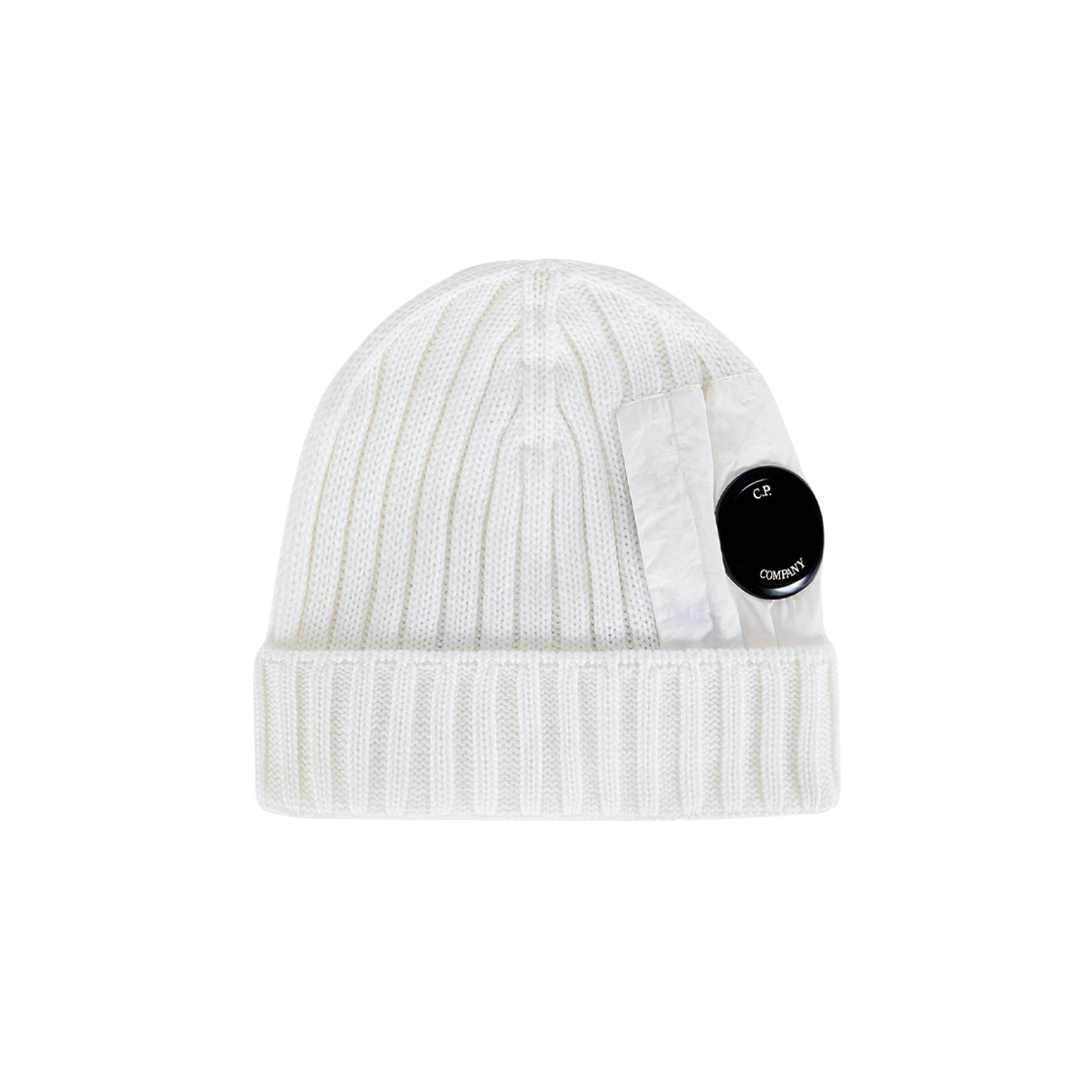 C.P. Company Extra Fine Merino Wool Lens Beanie Gauze White - 23FW 상세 이미지 1