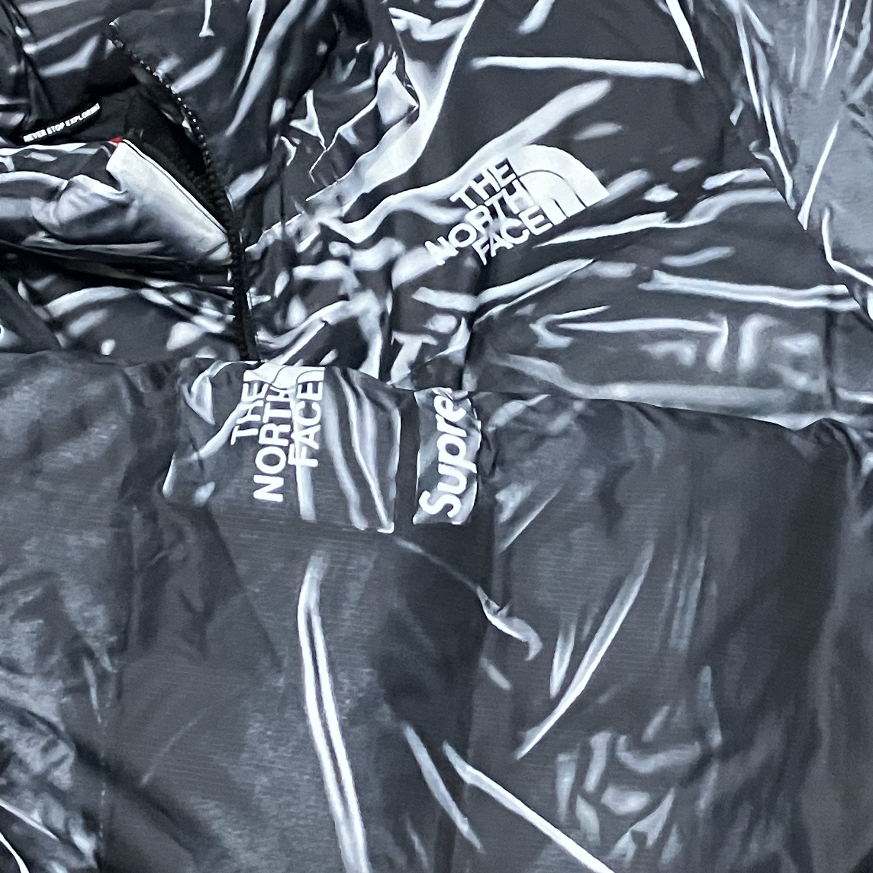 Supreme x The North Face Trompe L’oeil Printed Nuptse Jacket Black - 23SS 착용 스타일