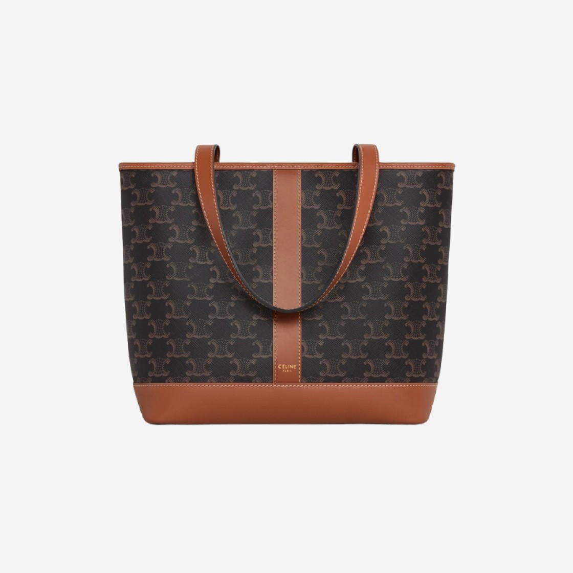 Celine Small Cabas in Triomphe Canvas and Calfskin Tan 상세 이미지 1