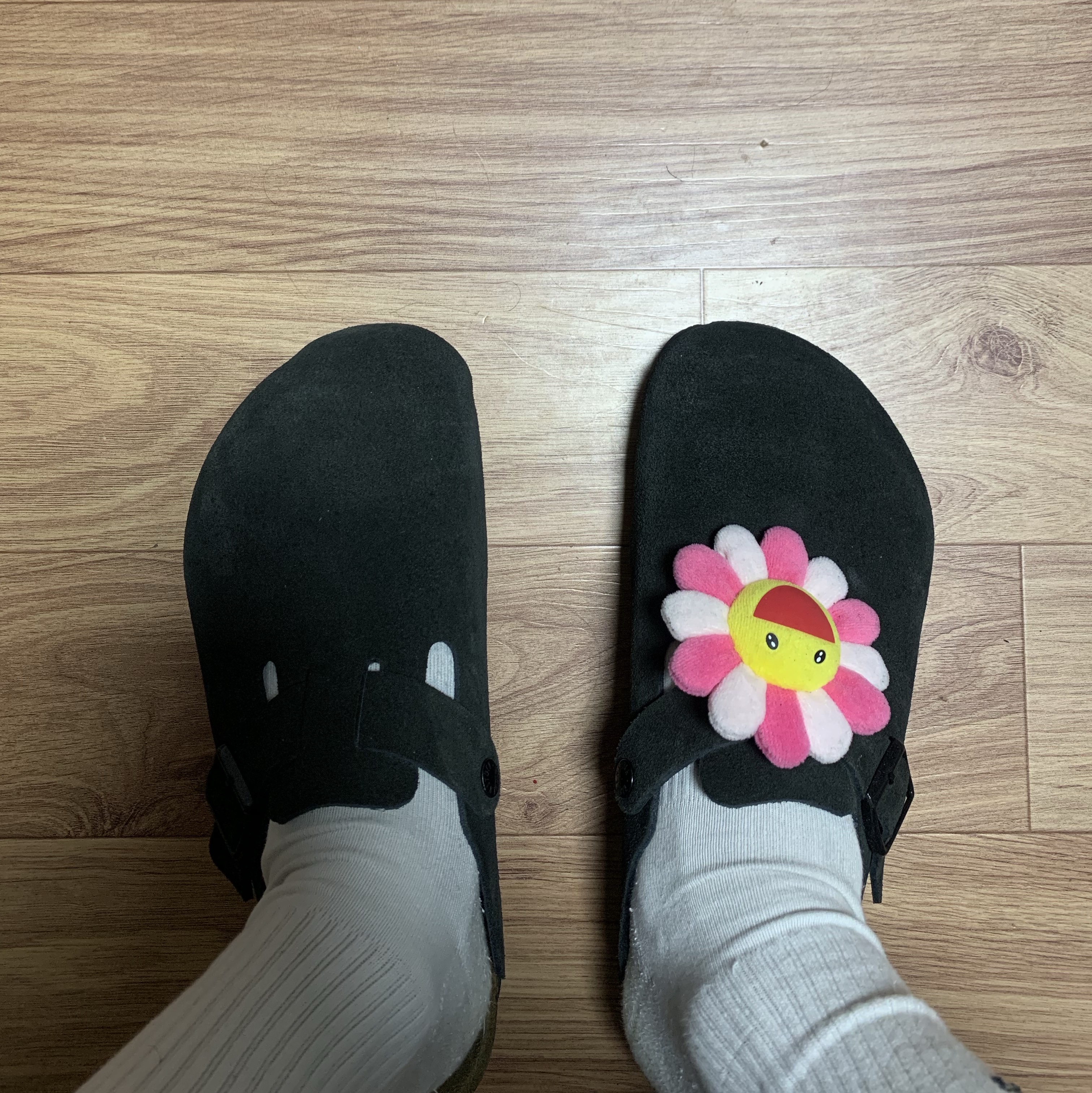 Birkenstock Boston Soft Footbed Suede Leather Black - Regular 착용 스타일