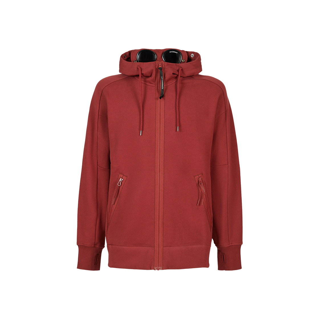 C.P. Company Diagonal Raised Fleece Goggle Hoodie Ketchup Red - 23FW 상세 이미지 1