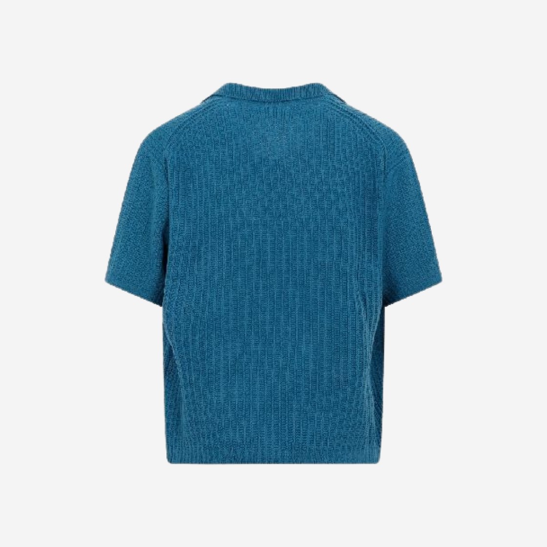 Auralee Brushed Cotton Wool Rib Knit Skipper Polo Blue - 23SS 상세 이미지 2