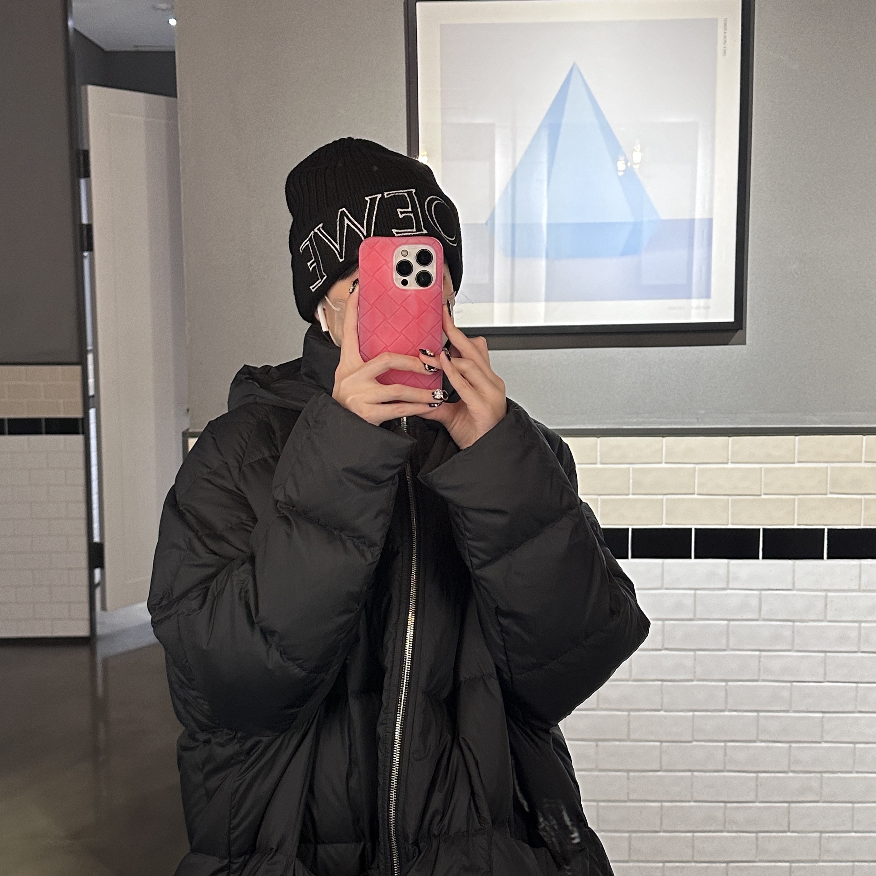 (W) Ienki Ienki Pyramide Jacket Soft Black 착용 스타일 - 1