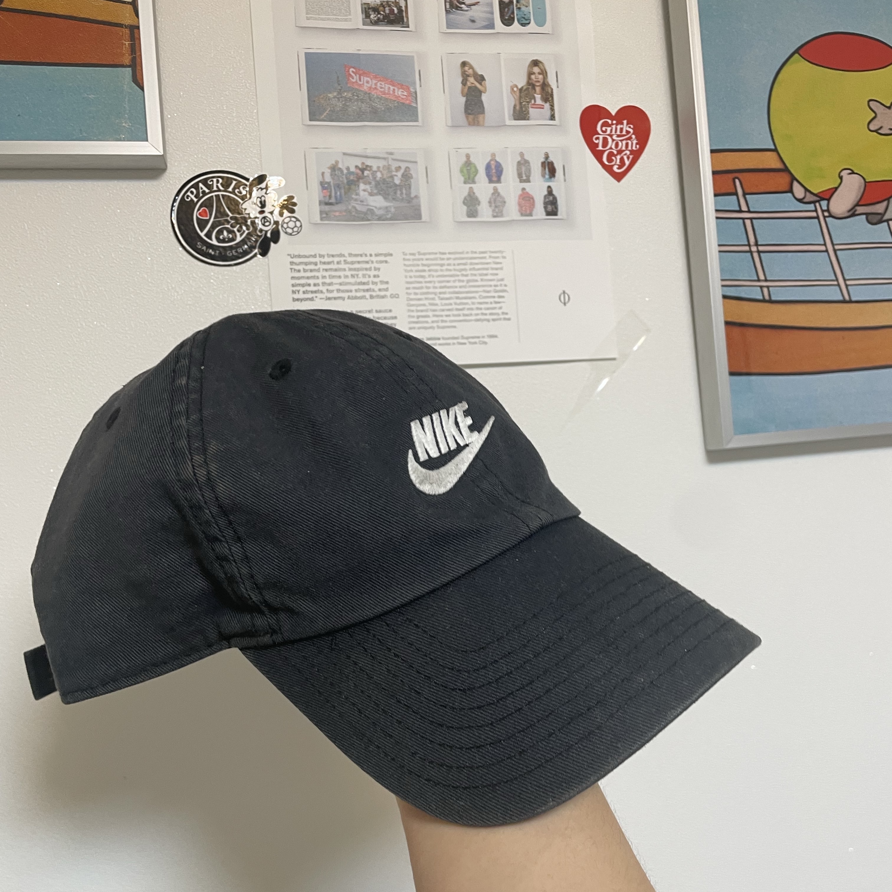 Nike Heritage 86 Futura Washed Cap Black White 착용 스타일