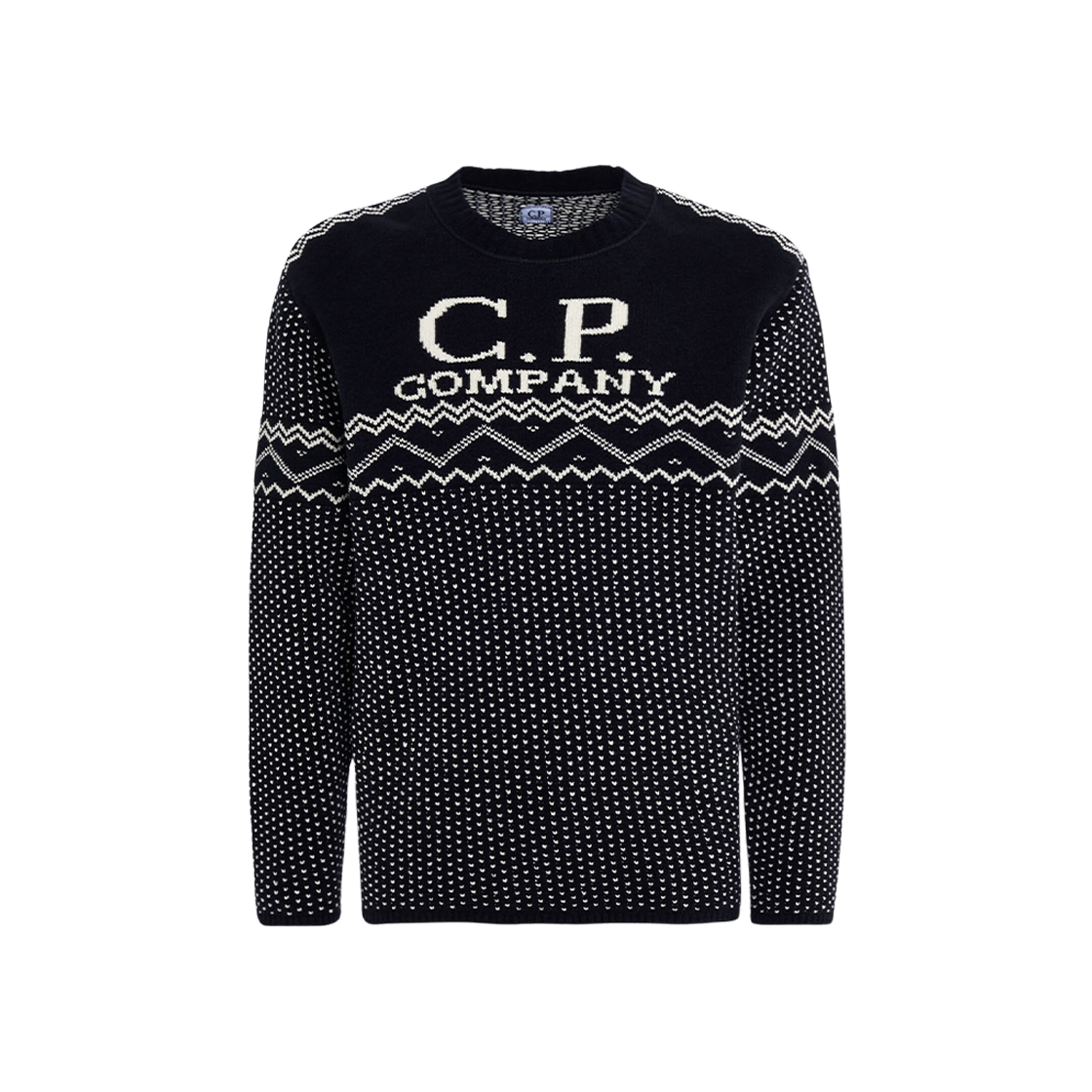 C.P. Company Chenille Cotton Jacquard Knit Black - 23FW 상세 이미지 1