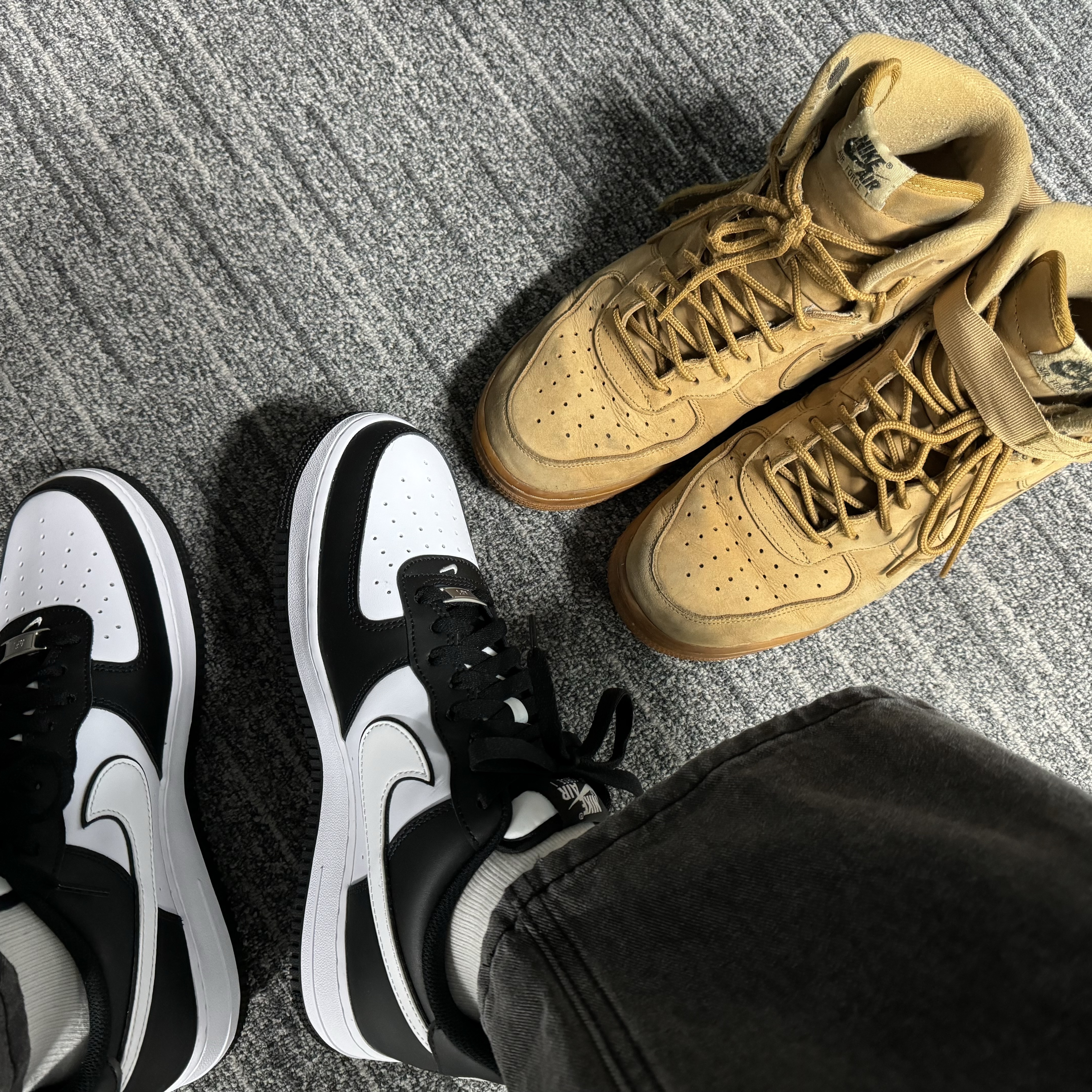 Nike Air Force 1 '07 Black White, Nike Air Force 1 High Wheat 2015 착용 스타일 - 2