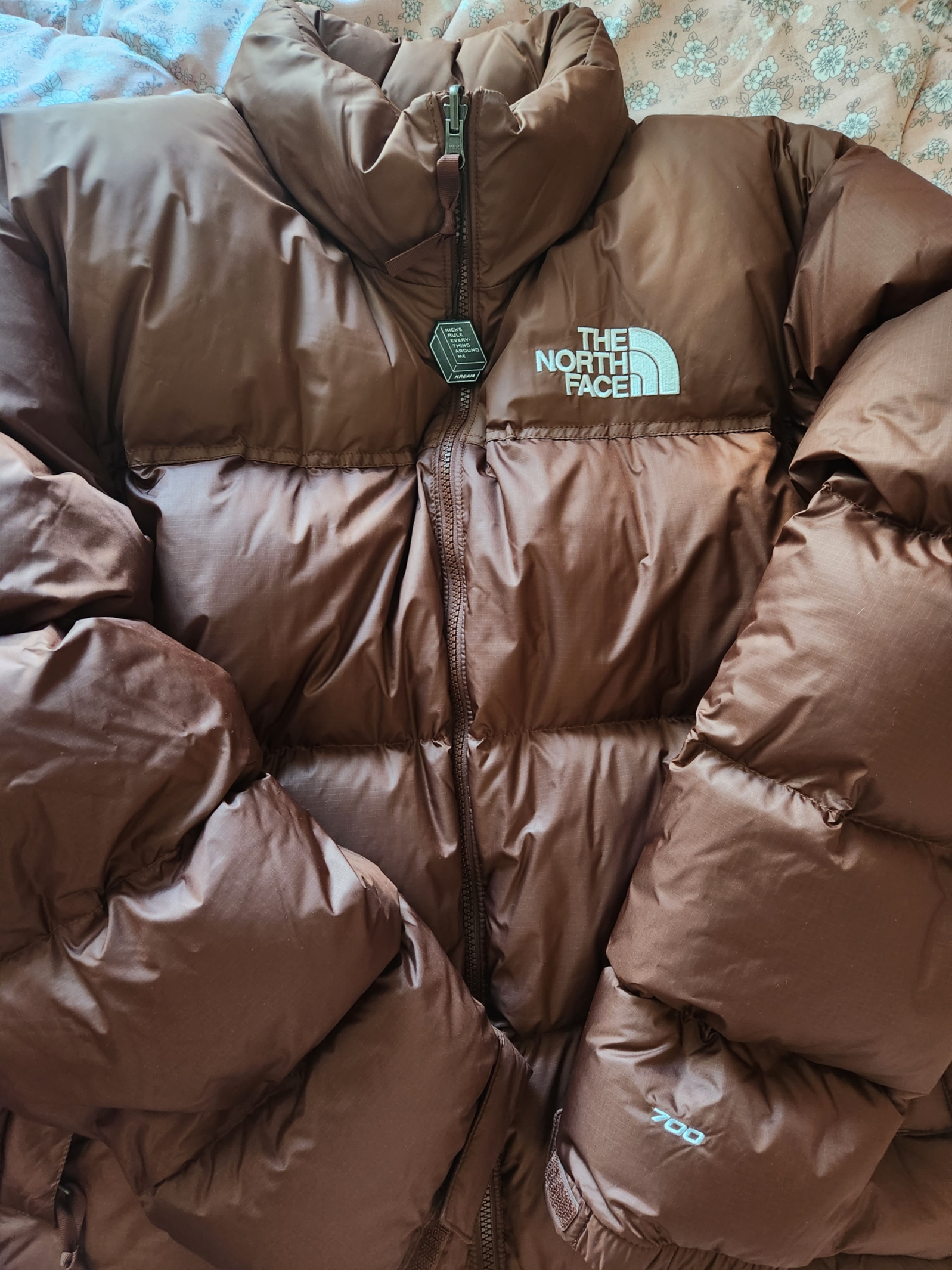 The North Face 1996 Retro Nuptse Jacket Dark Oak 착용 스타일 - 1