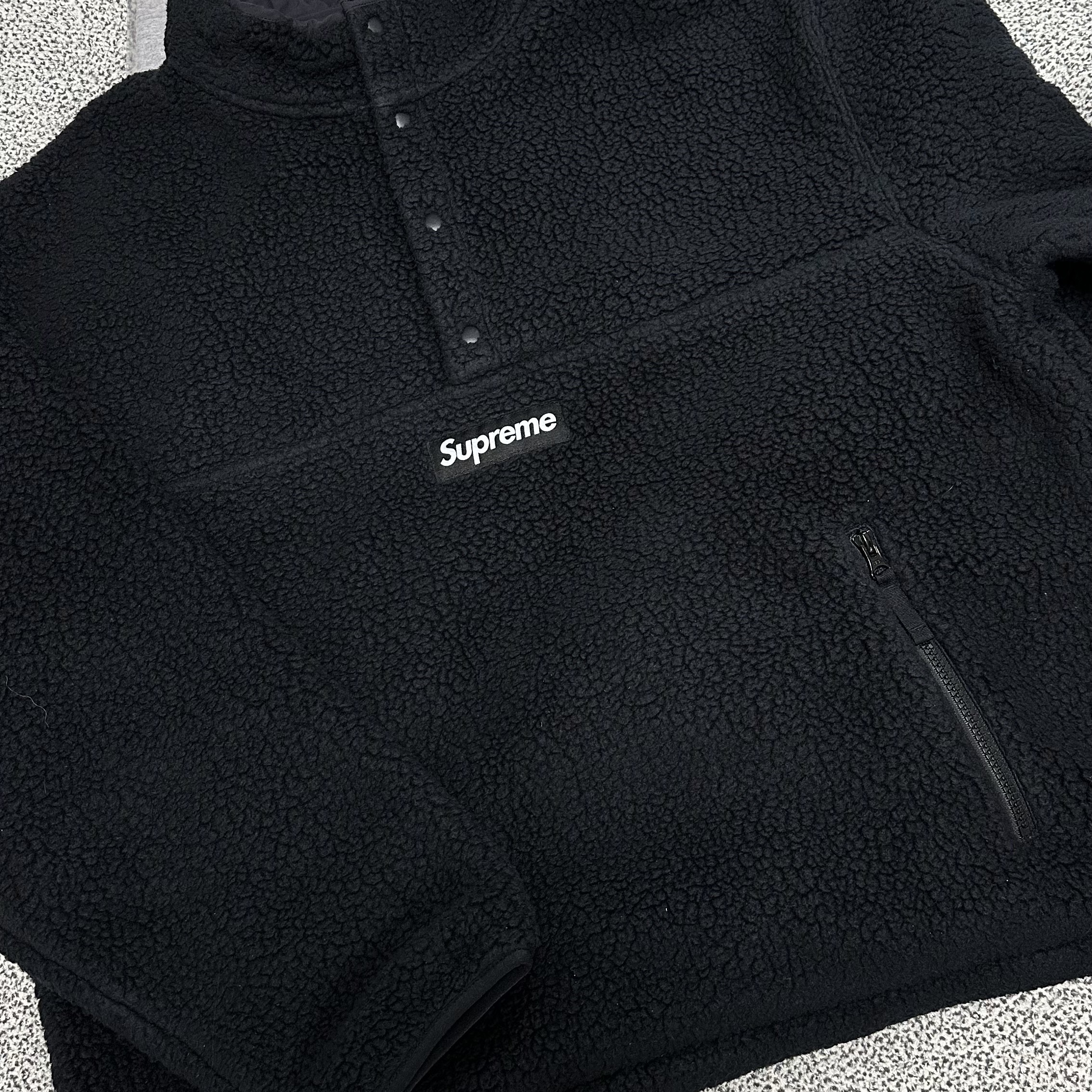 Supreme Polartec Shearling Reversible Pullover Black - 23FW 착용 스타일