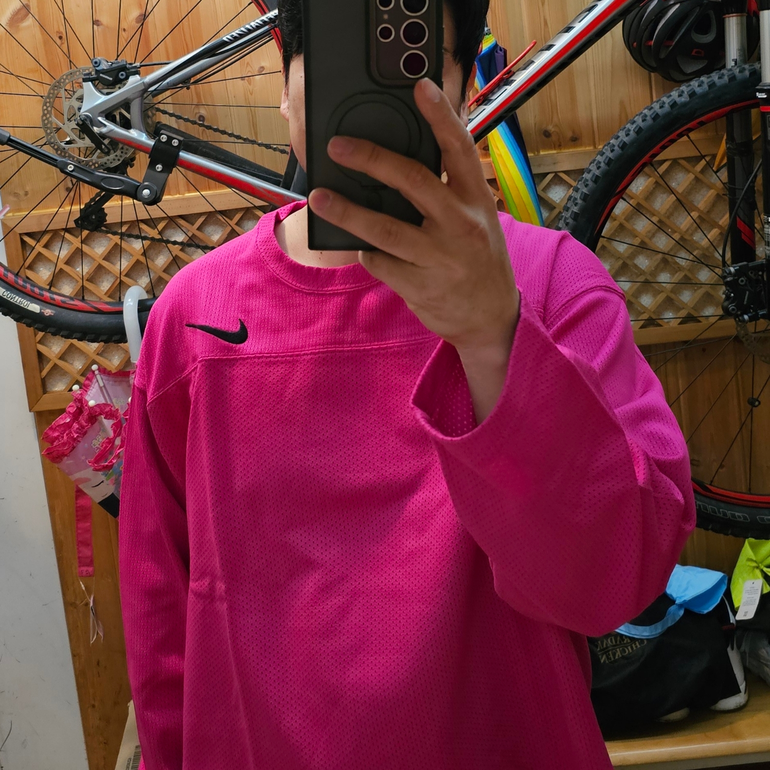 Nike x Stussy Long Sleeve Top Fireberry (FJ9164-615) 착용 스타일 - 3