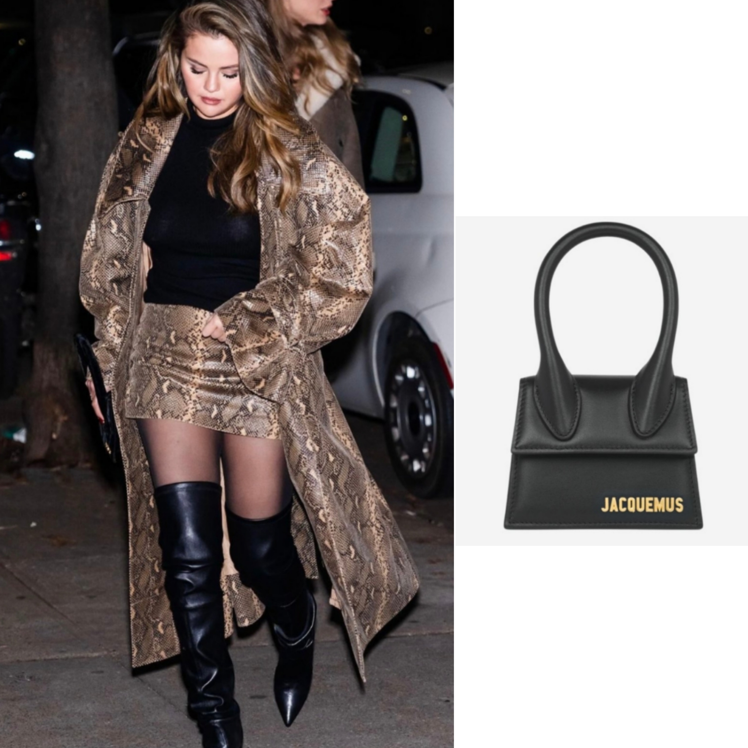 Jacquemus Le Chiquito Signature Leather Mini Handbag Black, Jacquemus Le Chiquito Moyen Leather Handbag Black 착용 스타일 - 1