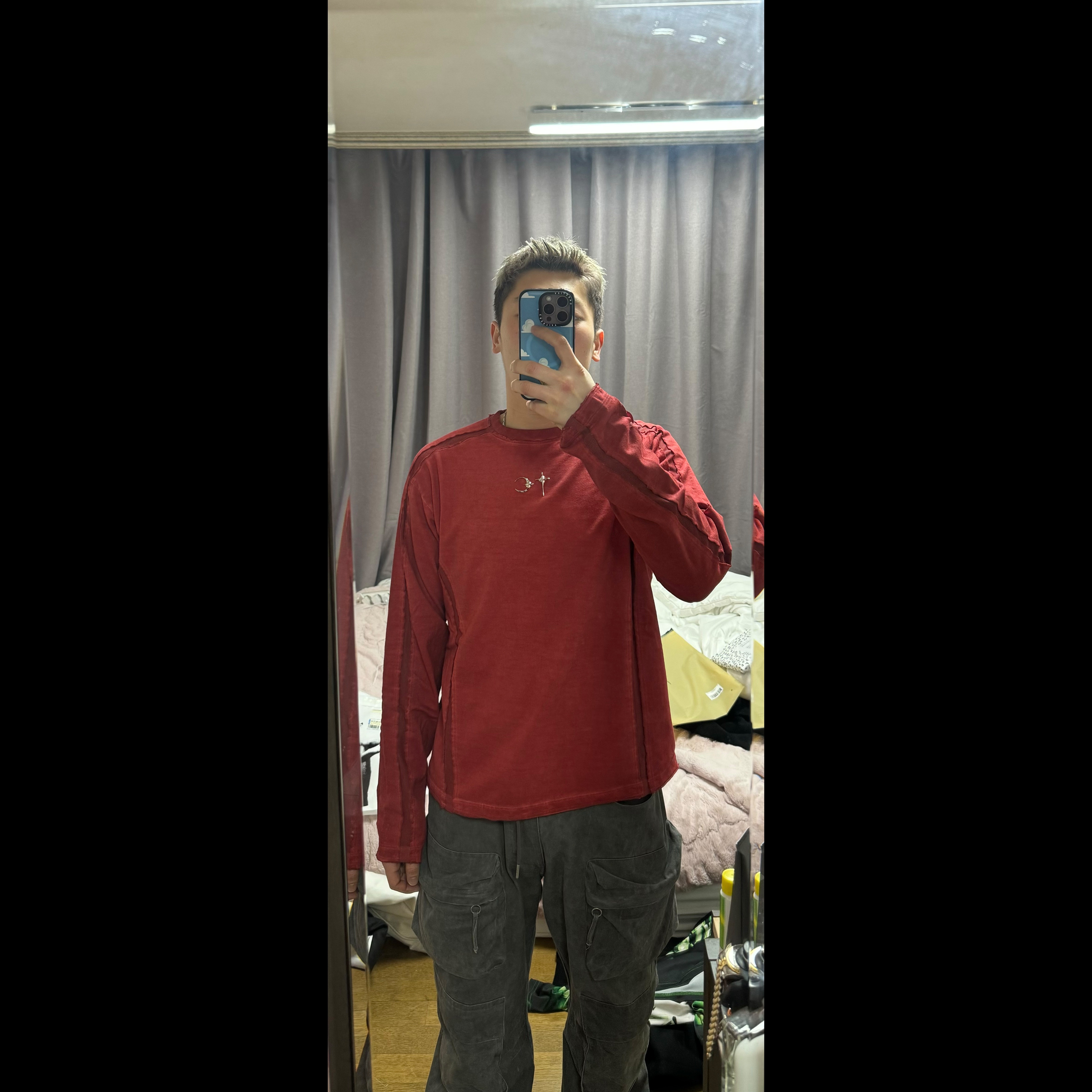 Thug Club Turtle Mesh Sleeve Red 착용 스타일