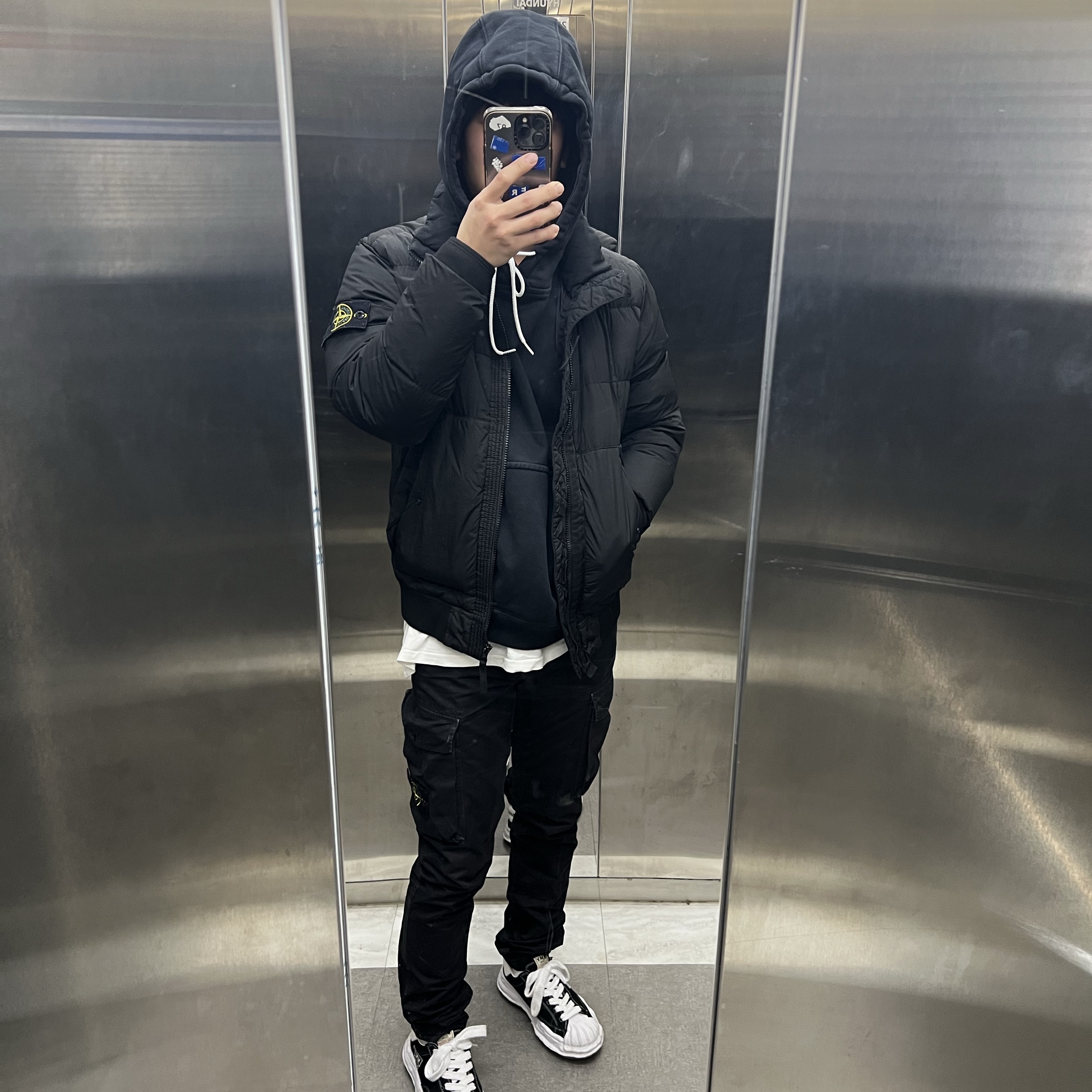 Stone Island 31303 Cargo Pants Black - 23SS, Nike NRG Solo Swoosh Fleece Hoodie Black White - Asia 착용 스타일