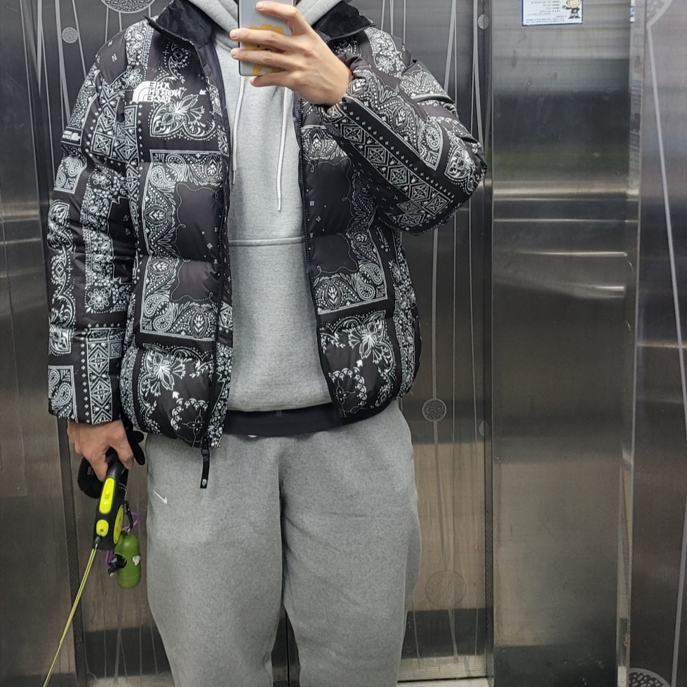 The North Face Novelty Lofty Down Jacket Real Black, Nike NRG Solo Swoosh Fleece Hoodie Dark Grey Heather - US/EU 착용 스타일