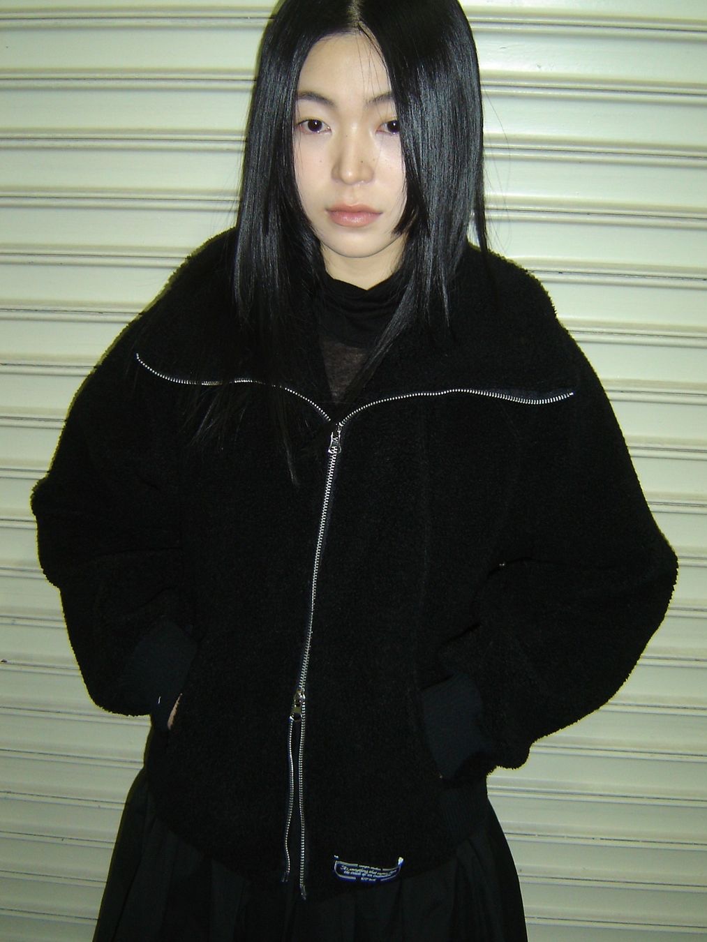 Saenginstudios Saengin Fleece 2Way Zip Up Jacket  Black, Saenginstudios Saengin Fleece 2Way Zip Up Jacket Navy 착용 스타일