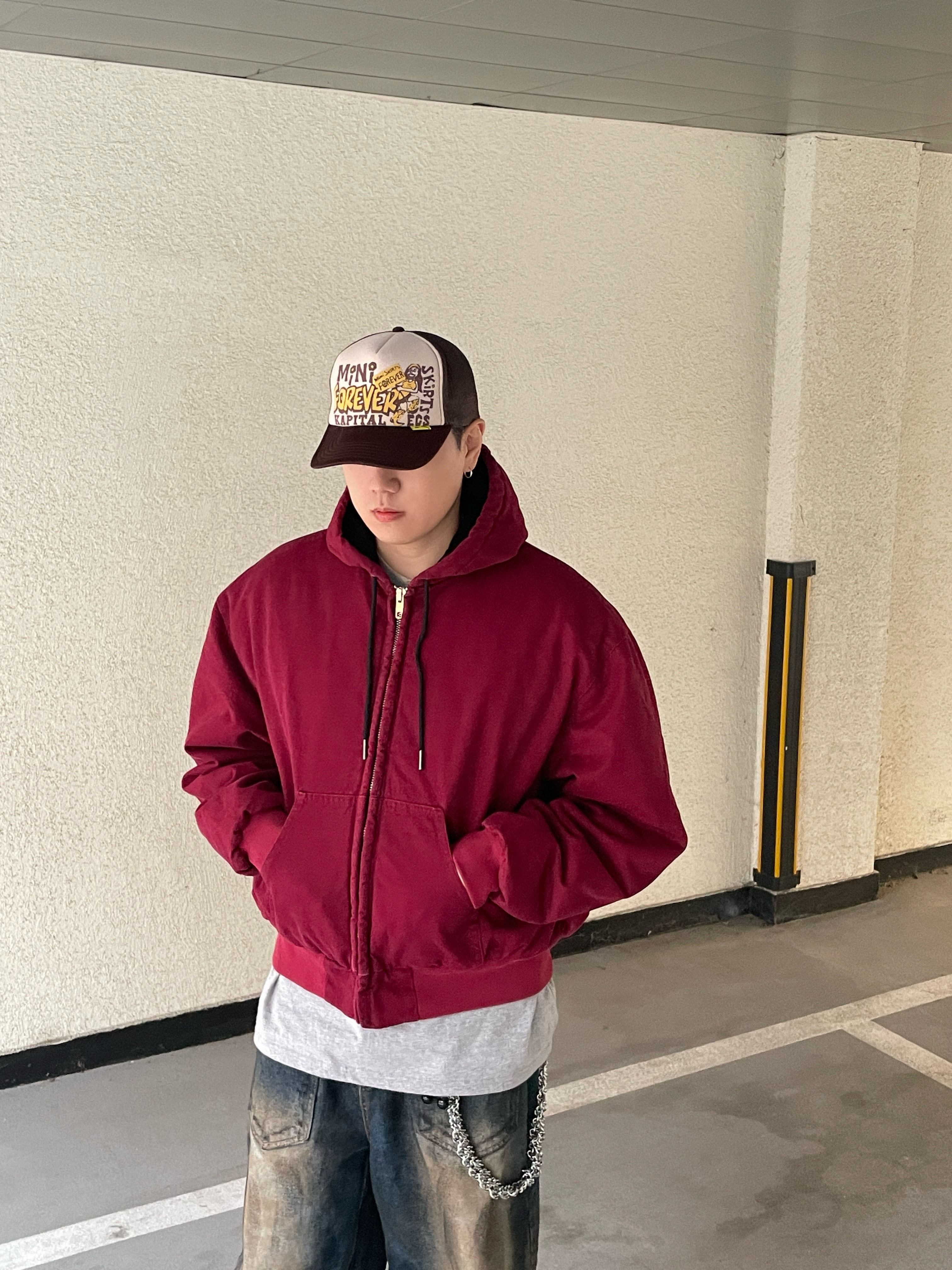 Kapital Working Hero Track Cap Kinari Brown, Kapital Kountry Dirty Shrink Track Cap Kinari 착용 스타일 - 7