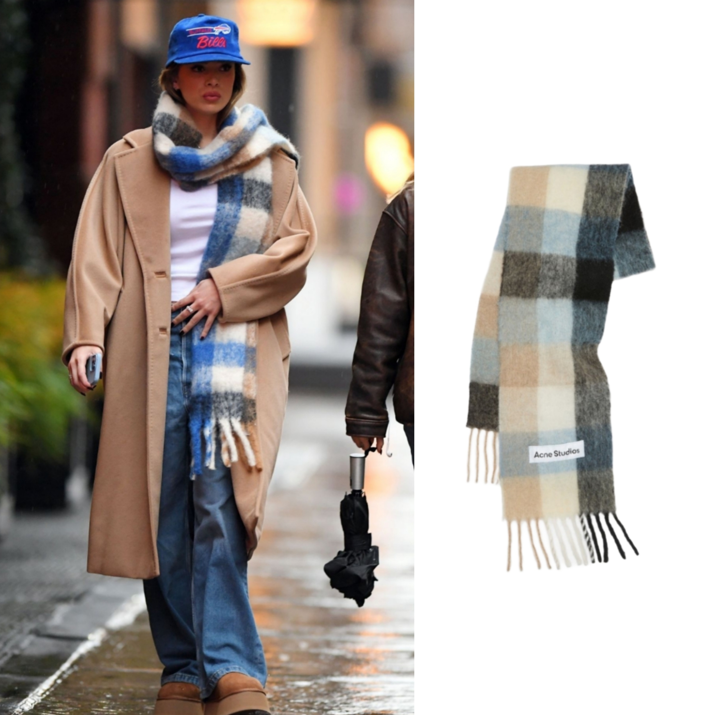 Acne Studios Mohair Check Muffler Blue Beige Black 착용 스타일 - 1
