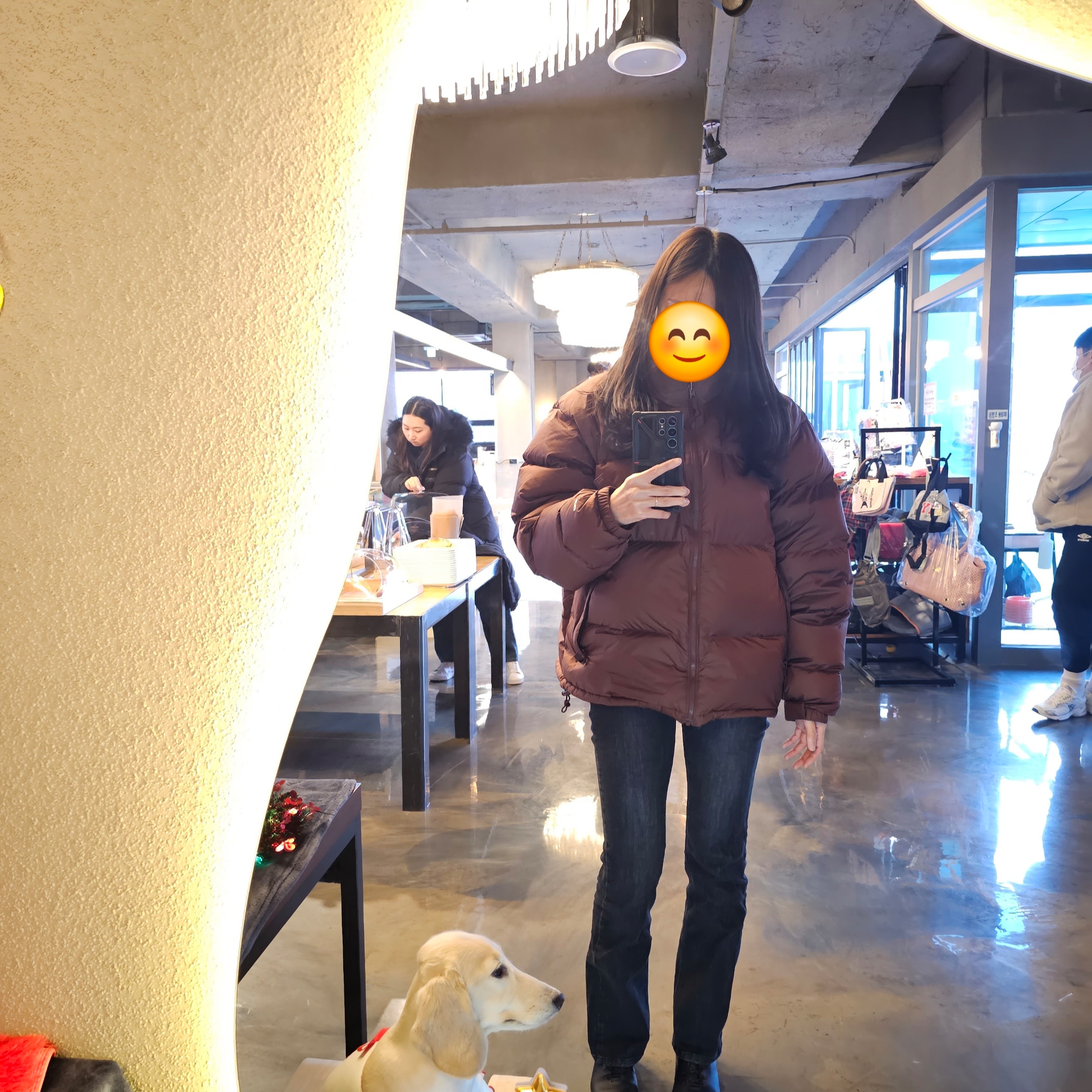 The North Face 1996 Retro Nuptse Jacket Dark Oak 착용 스타일