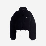 (W) Prada Velvet Cropped Puffer Jacket Black