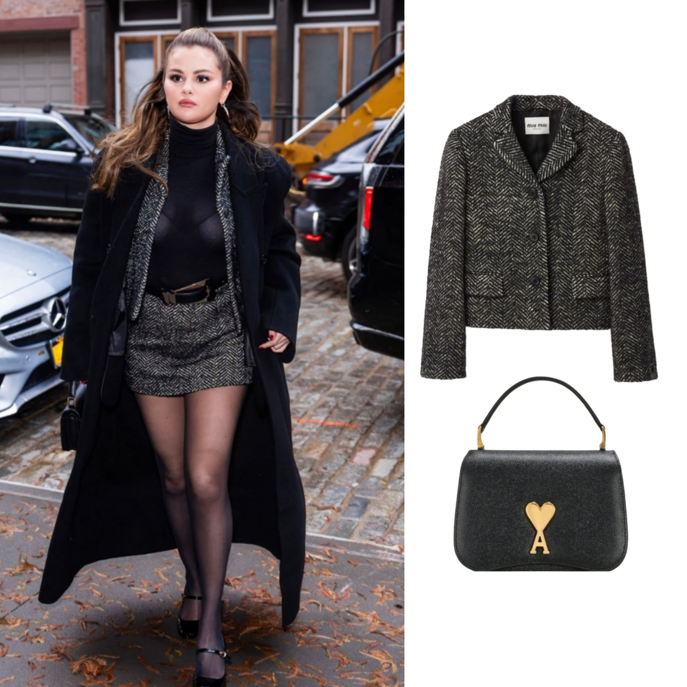 AMI Mini Paris Paris Bag Black 착용 스타일