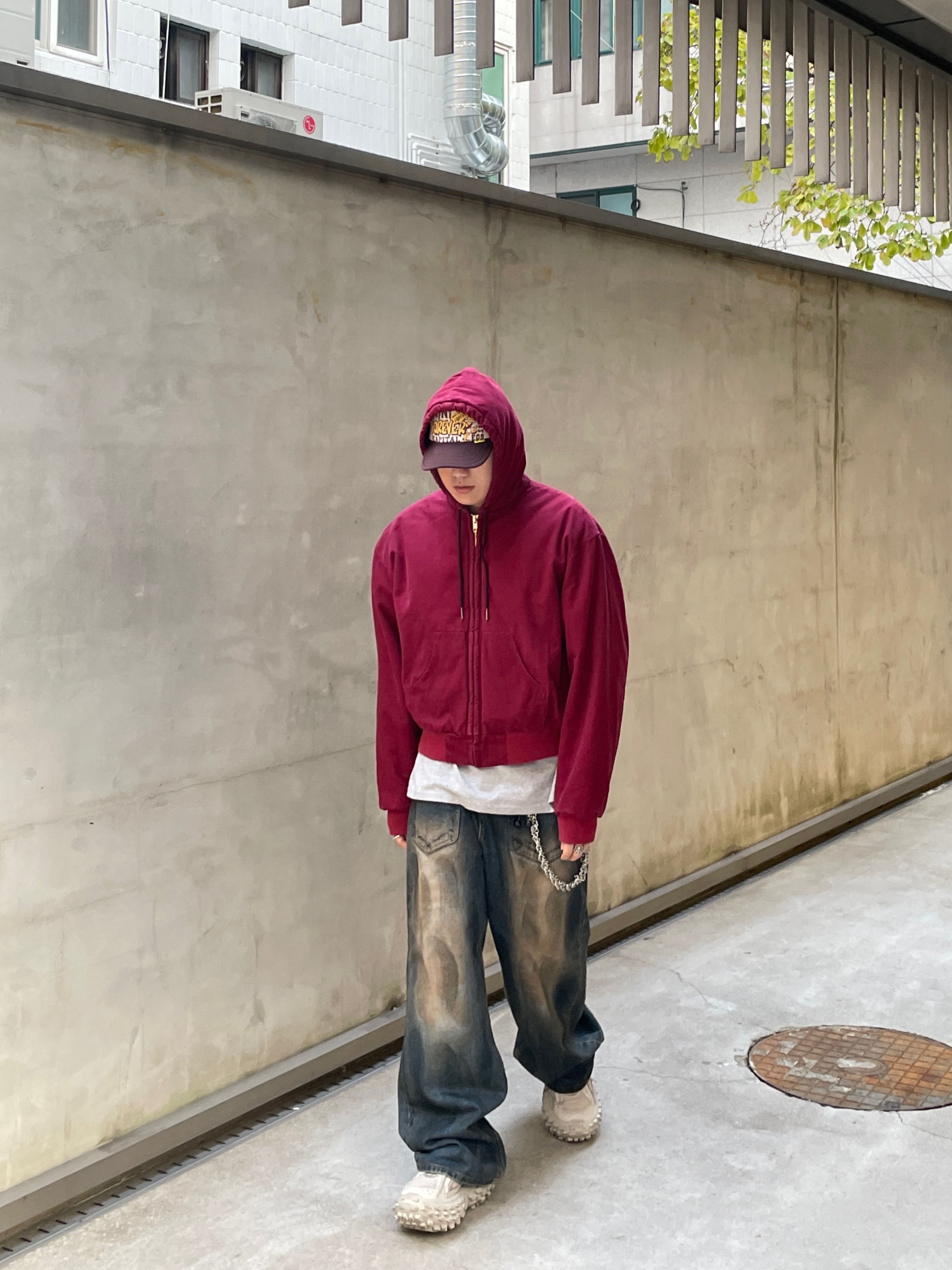 Kapital Working Hero Track Cap Kinari Brown, Kapital Kountry Dirty Shrink Track Cap Kinari 착용 스타일 - 2