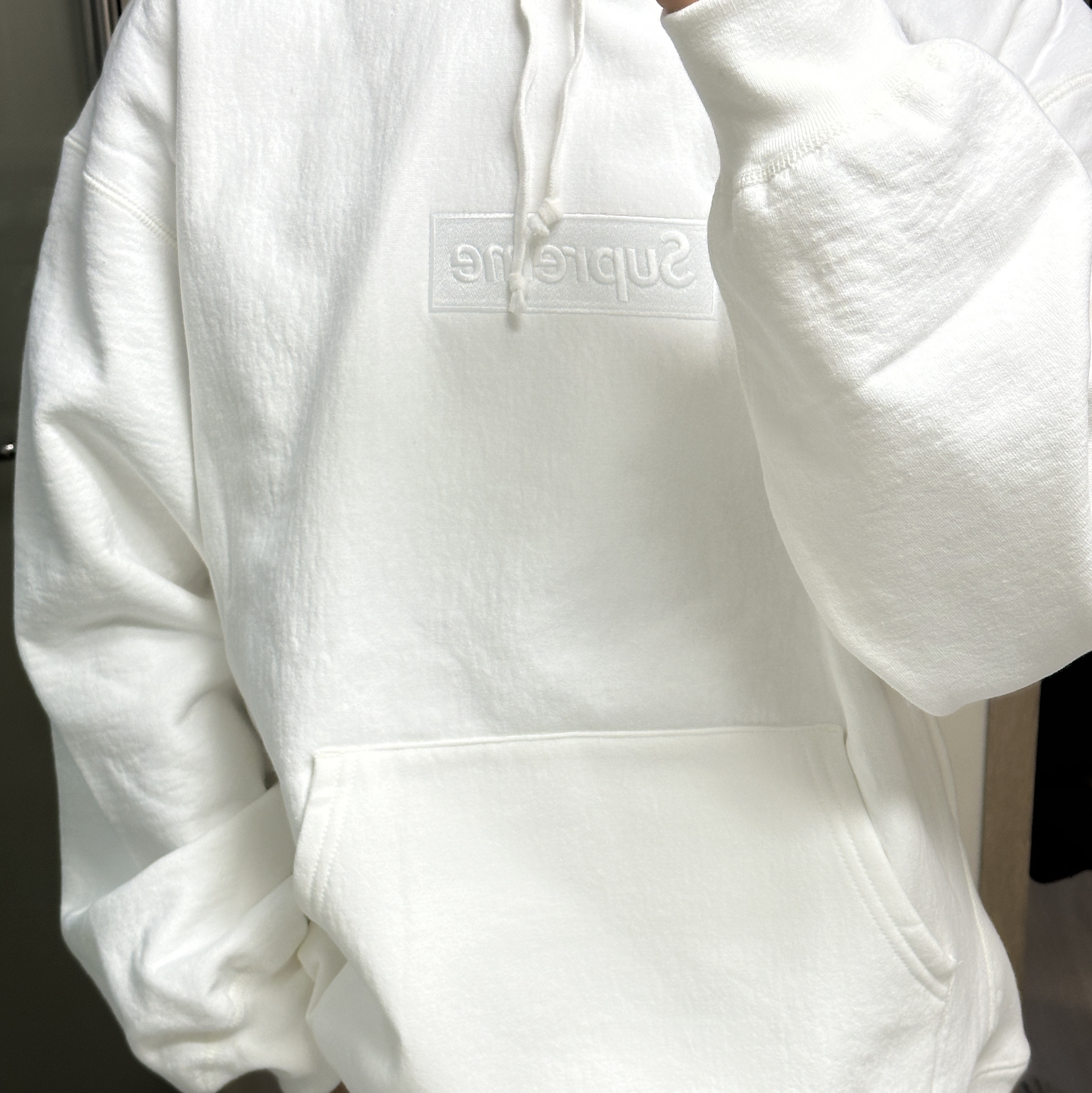 Supreme Box Logo Hooded Sweatshirt White - 23FW 착용 스타일