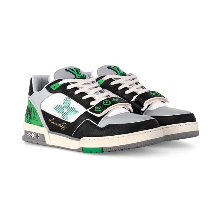 Louis Vuitton LV Trainer Sneakers Monogram Flower Green 착용 스타일 - 2