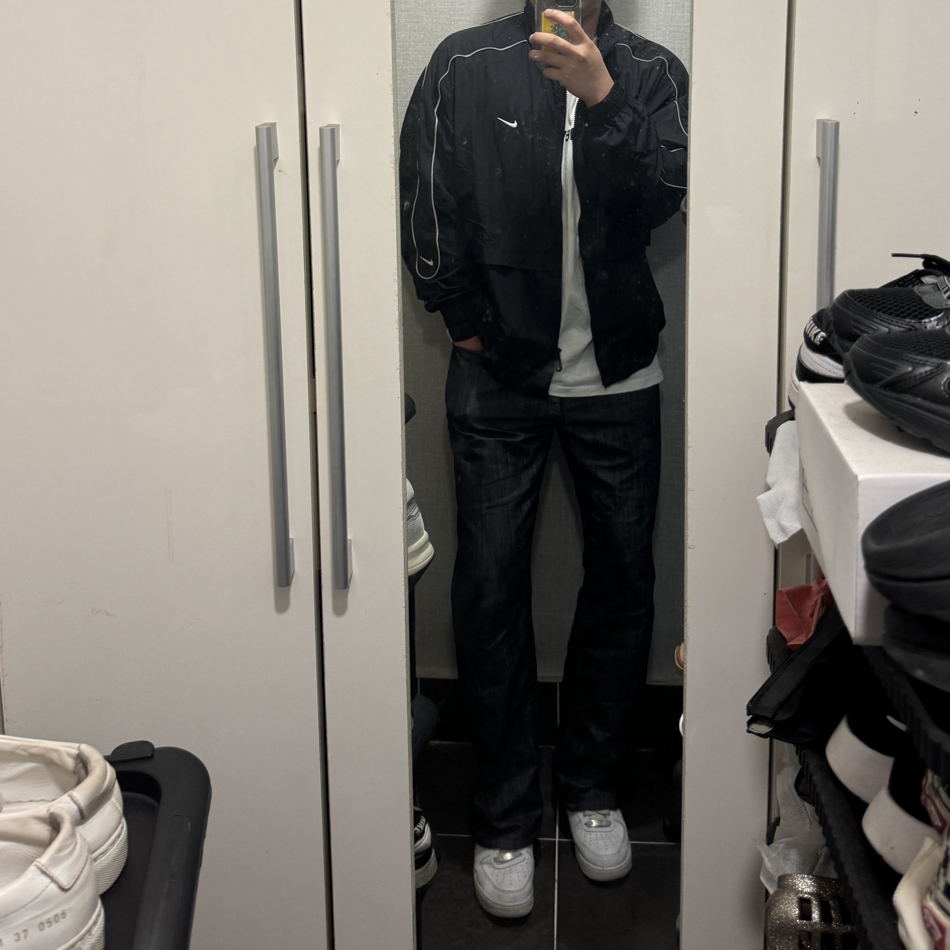 Nike NSW Solo Swoosh Woven Track Jacket Black - Asia 착용 스타일