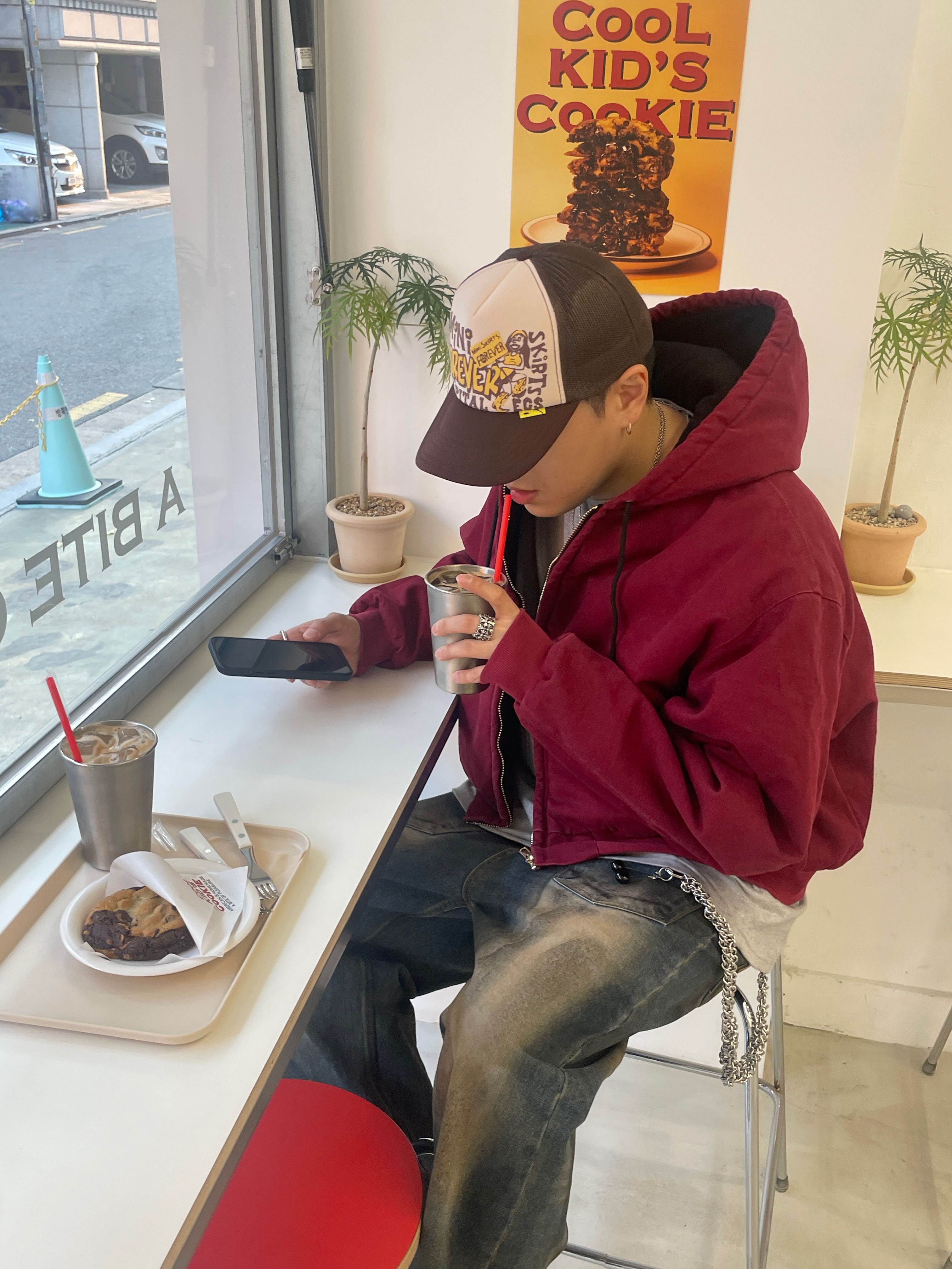 Kapital Working Hero Track Cap Kinari Brown, Kapital Kountry Dirty Shrink Track Cap Kinari 착용 스타일 - 5