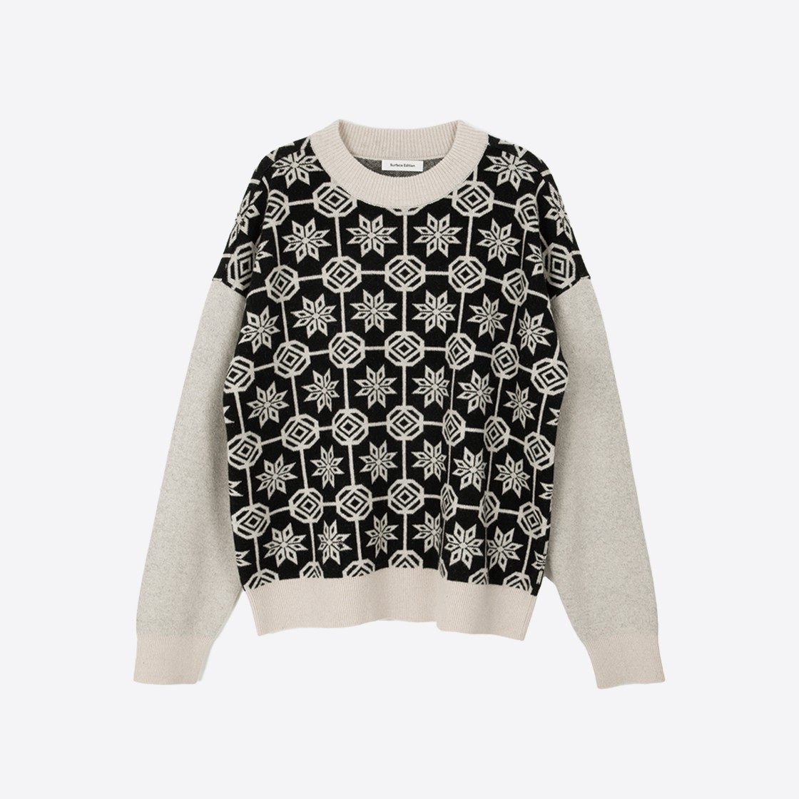 Surface Edition Pattern Jacquard Knit Black & Ivory 상세 이미지 1