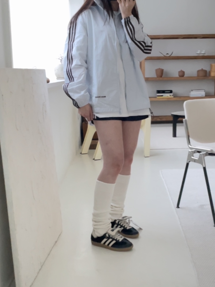Adidas x Wales Bonner Statement Nylon Track Top Blue Tint - US Sizing, Adidas x Wales Bonner Pony Tonal Samba Core Black Cream White 착용 스타일 - 2