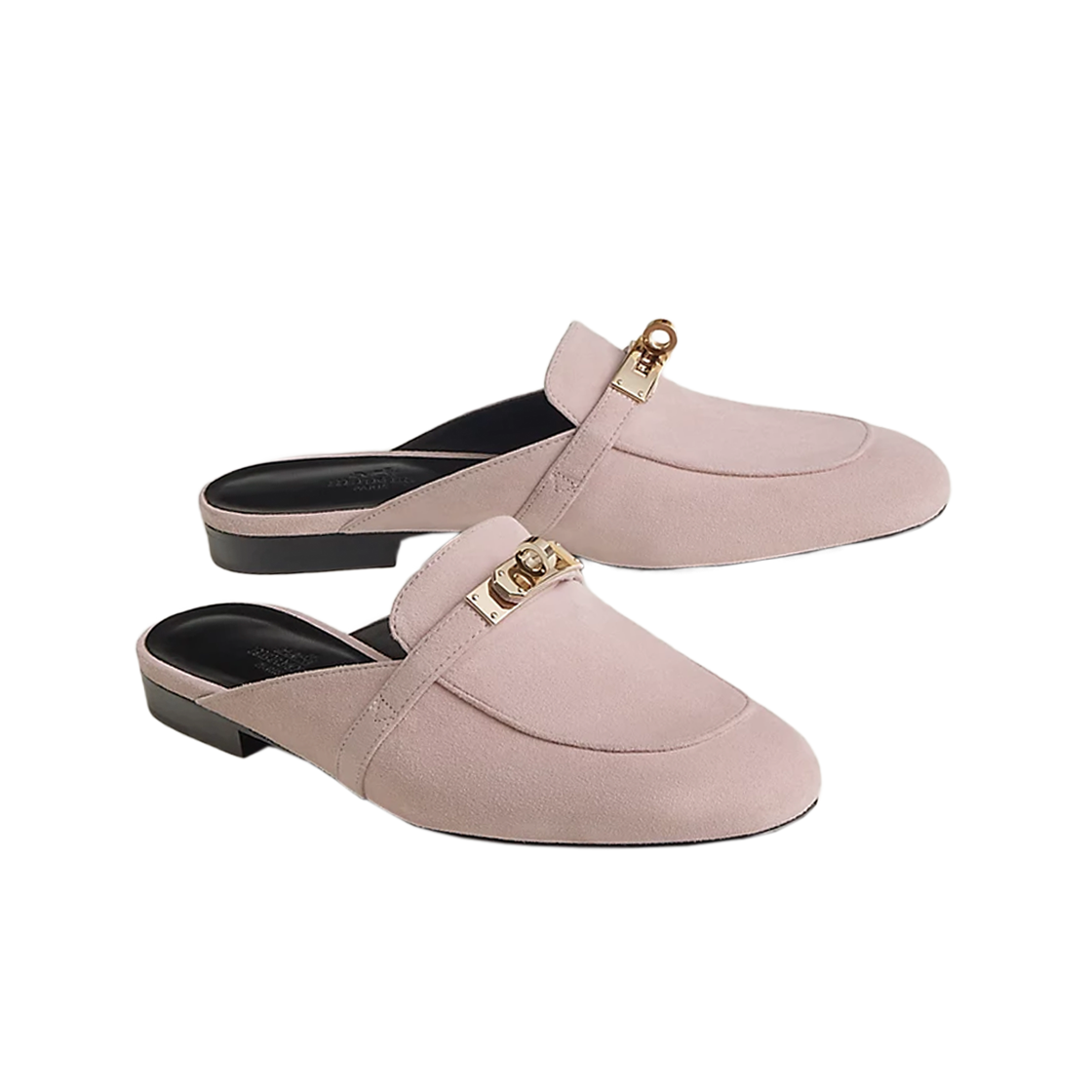 (W) 에르메스 오즈 뮬 스웨이드 고트스킨 & 골드 하드웨어 로즈 포슬렌((W) Hermes Oz Mule Suede Goatskin & Gold Rose Porcelaine) - 2