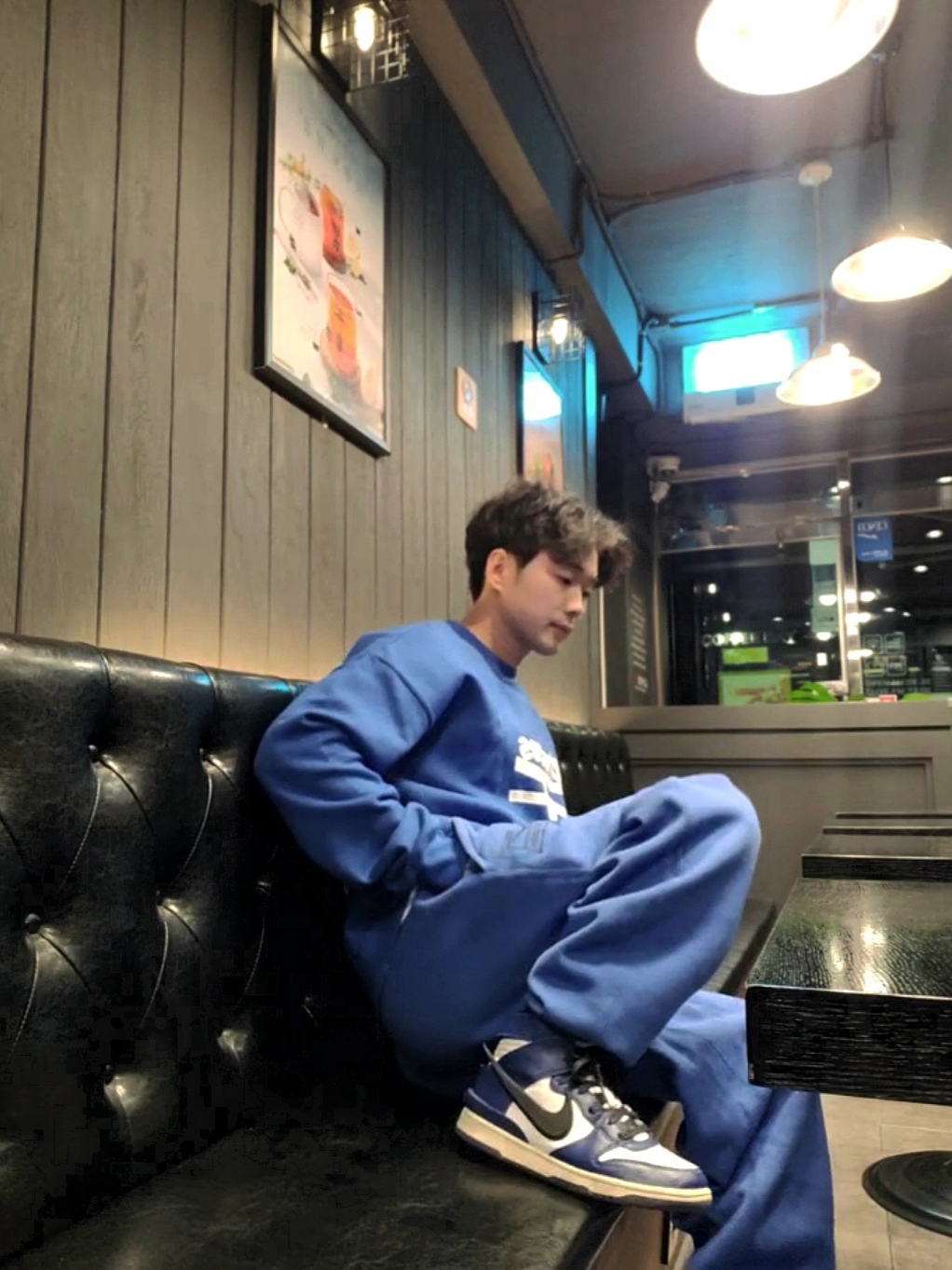 Nike x Stussy NRG Acid Washed Fleece Pants Game Royal (DR4025-480), Nike x Ambush Dunk High Deep Royal Blue 착용 스타일