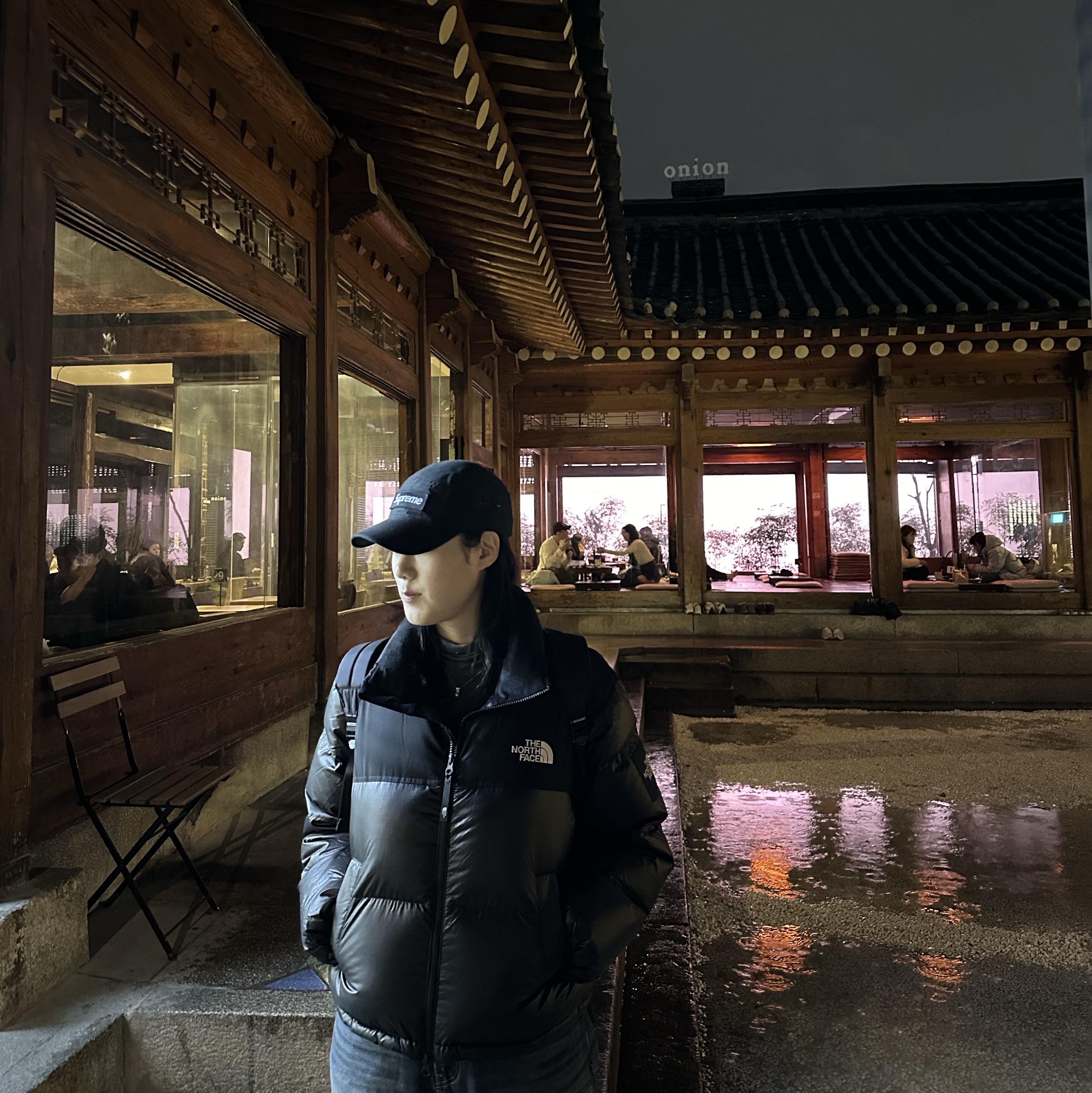 Supreme Washed Chino Twill Camp Cap Black, (W) The North Face White Label Novelty Nuptse Down Jacket Black 착용 스타일 - 2