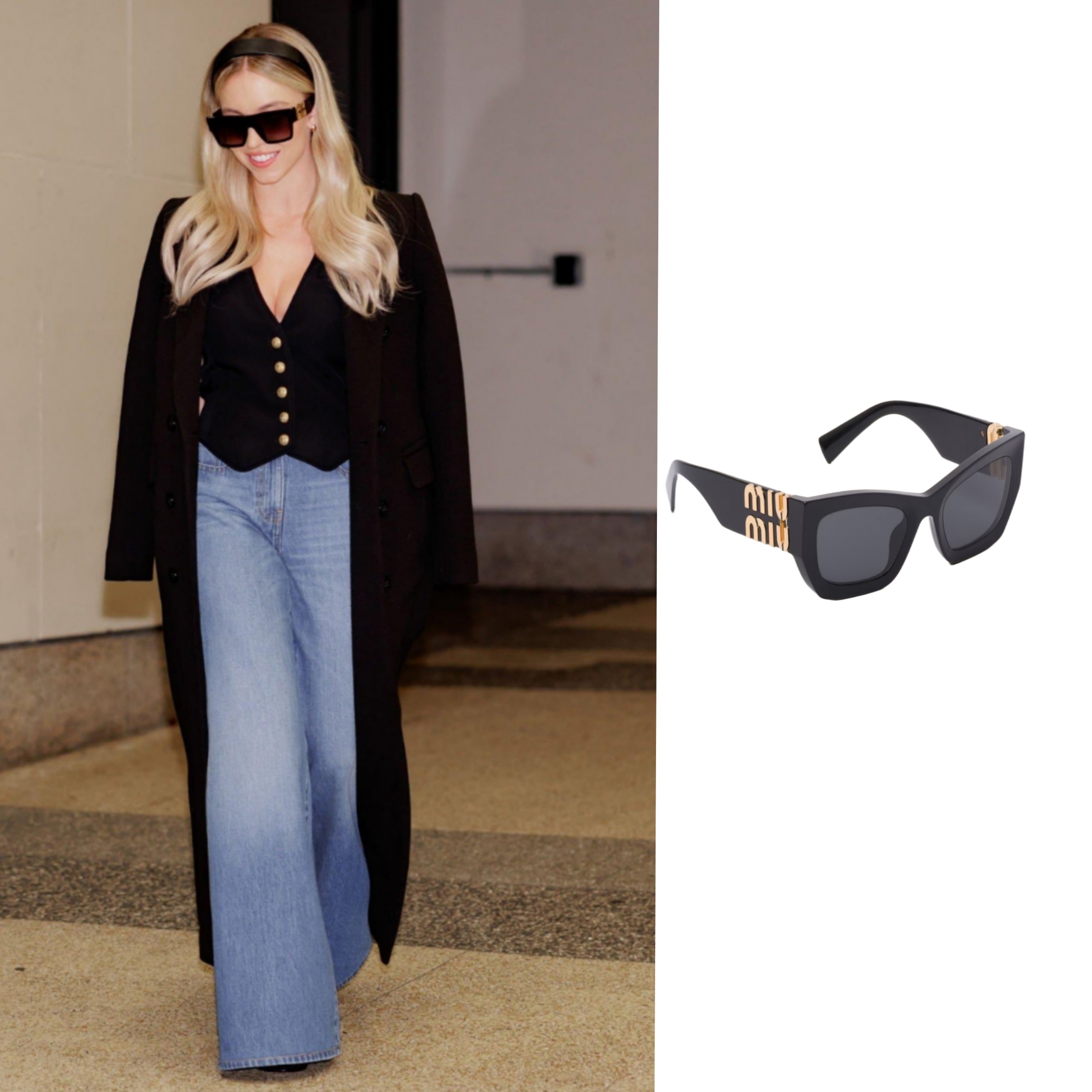 (W) Miu Miu Glimpse Sunglasses Gradient Smoky Grey Lenses Black Acetate Alternative fit 착용 스타일