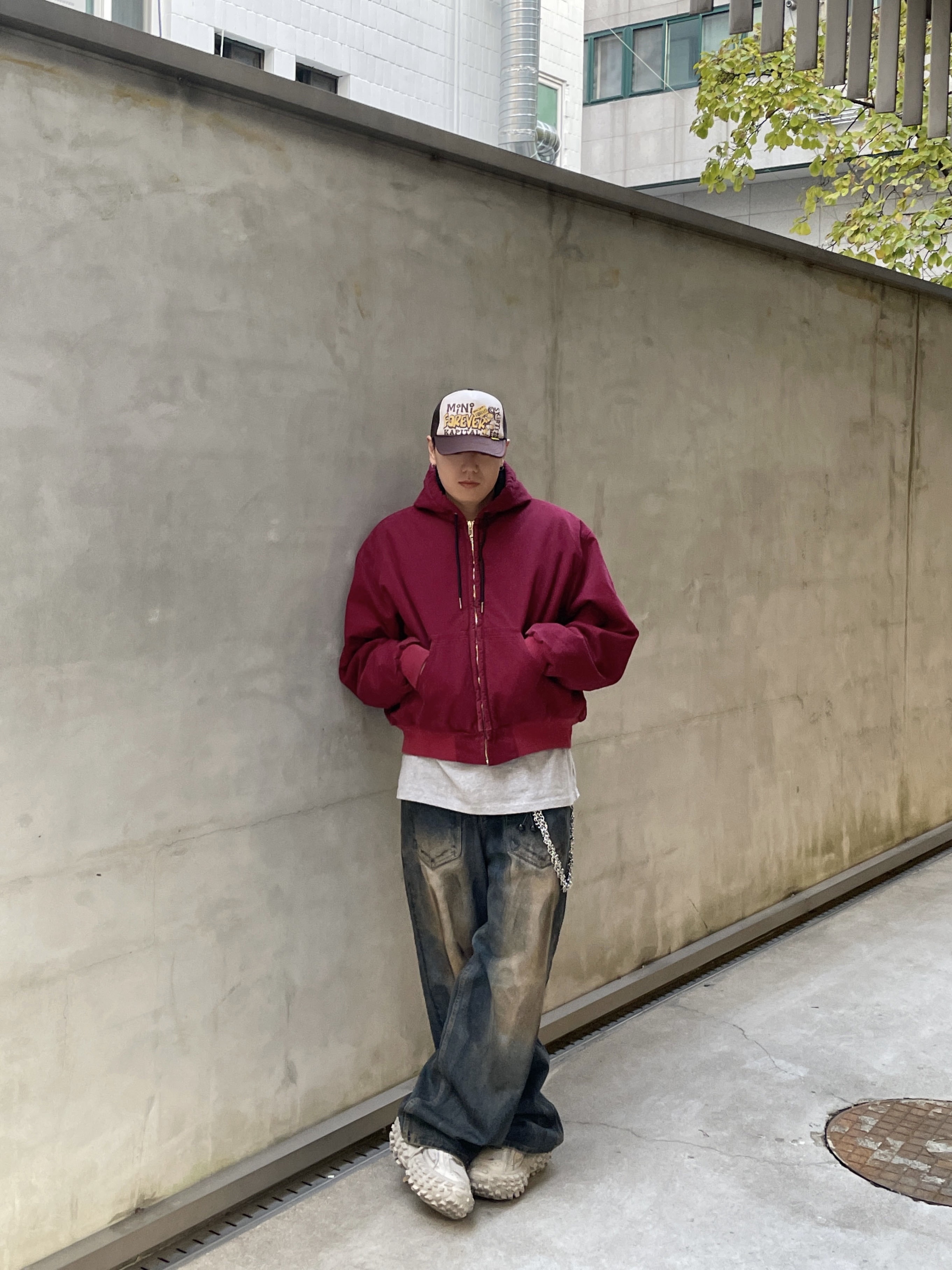 Kapital Working Hero Track Cap Kinari Brown, Kapital Kountry Dirty Shrink Track Cap Kinari 착용 스타일 - 1