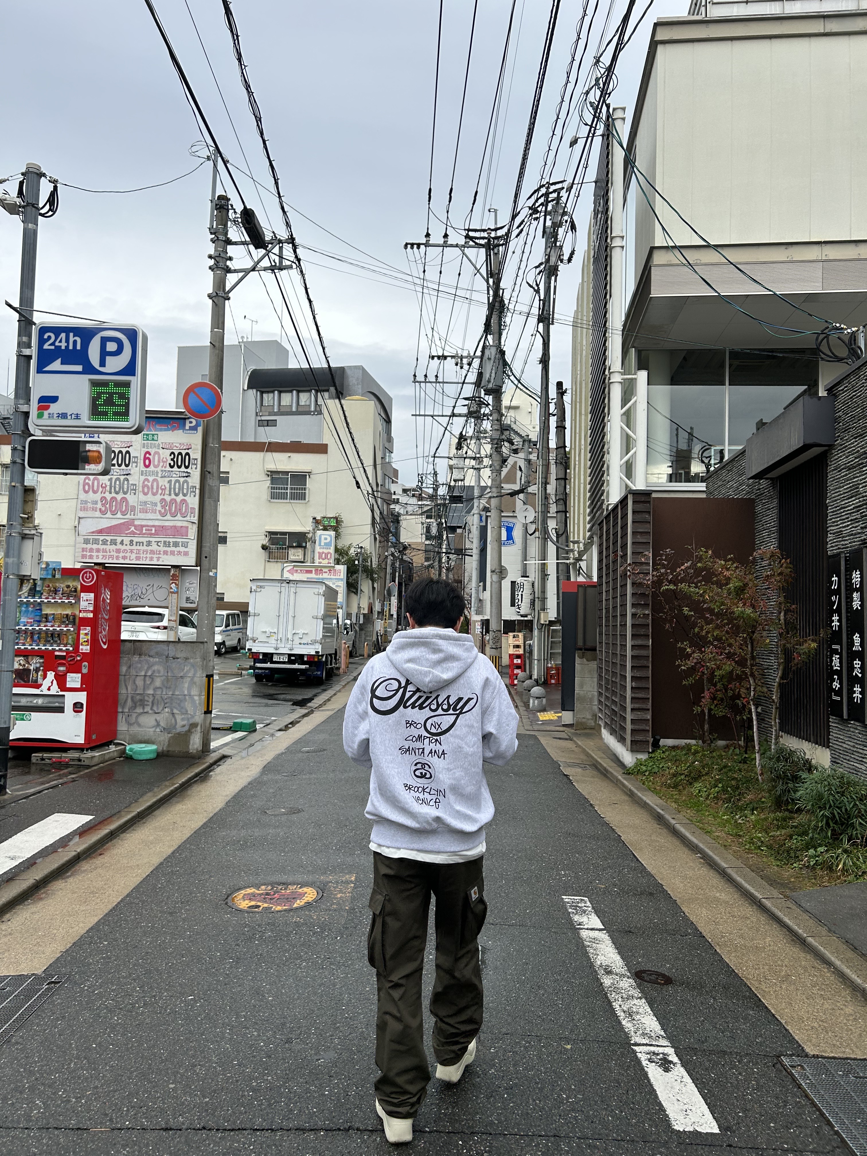 Carhartt WIP Columbia Ripstop Regular Cargo Pants Cypress, Stussy World Tour Hoodie Ash Heather 2023 착용 스타일 - 2