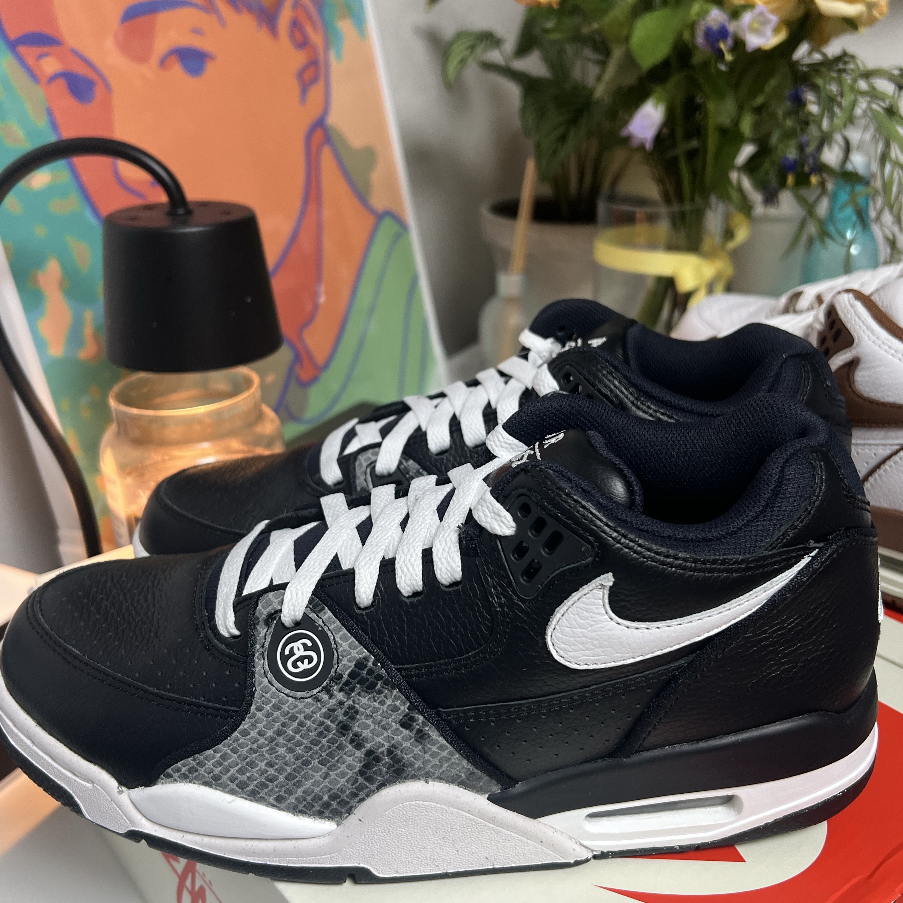 Nike x Stussy Air Flight 89 Low White and Pecan, Nike x Stussy Air Flight 89 Low Black White 착용 스타일 - 2