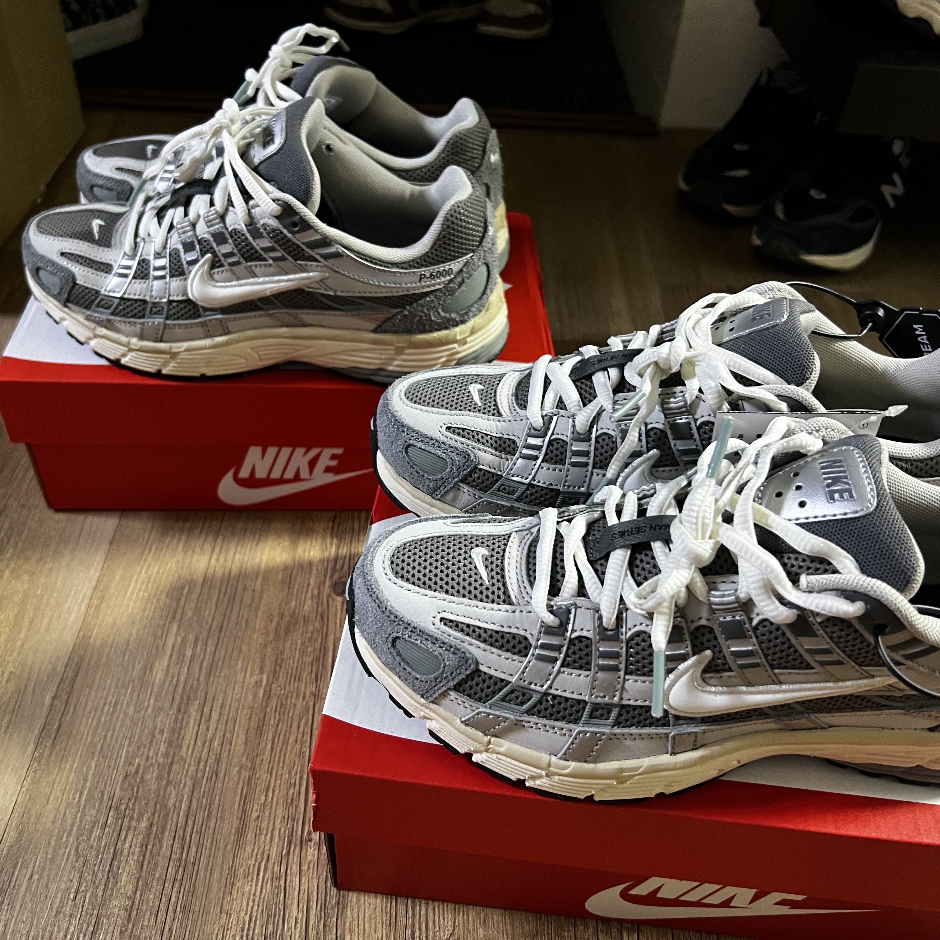 Nike P-6000 Flat Pewter Light Iron Ore 착용 스타일 - 1
