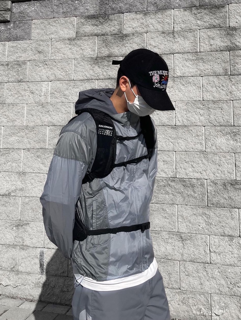 Art of Field Packable Double Layer Jacket Dusty Blue, Art of Field Wave Side Line Pants Blue Gray 착용 스타일 - 1