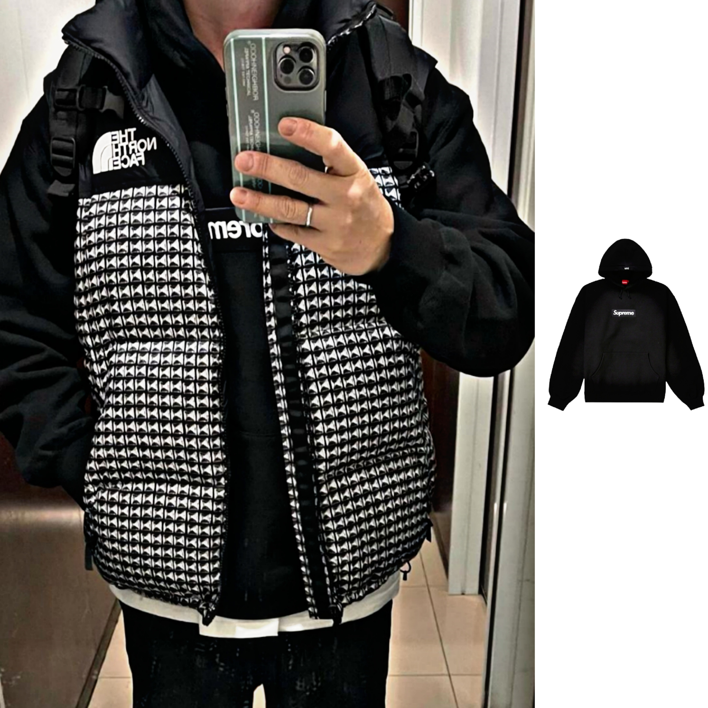 Supreme Box Logo Hooded Sweatshirt Black - 23FW 착용 스타일