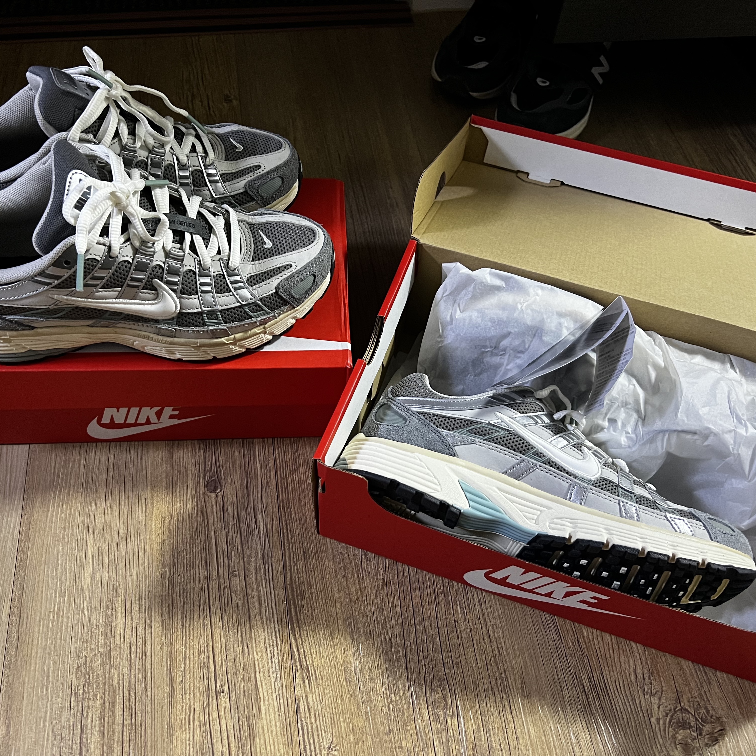 Nike P-6000 Flat Pewter Light Iron Ore 착용 스타일 - 2