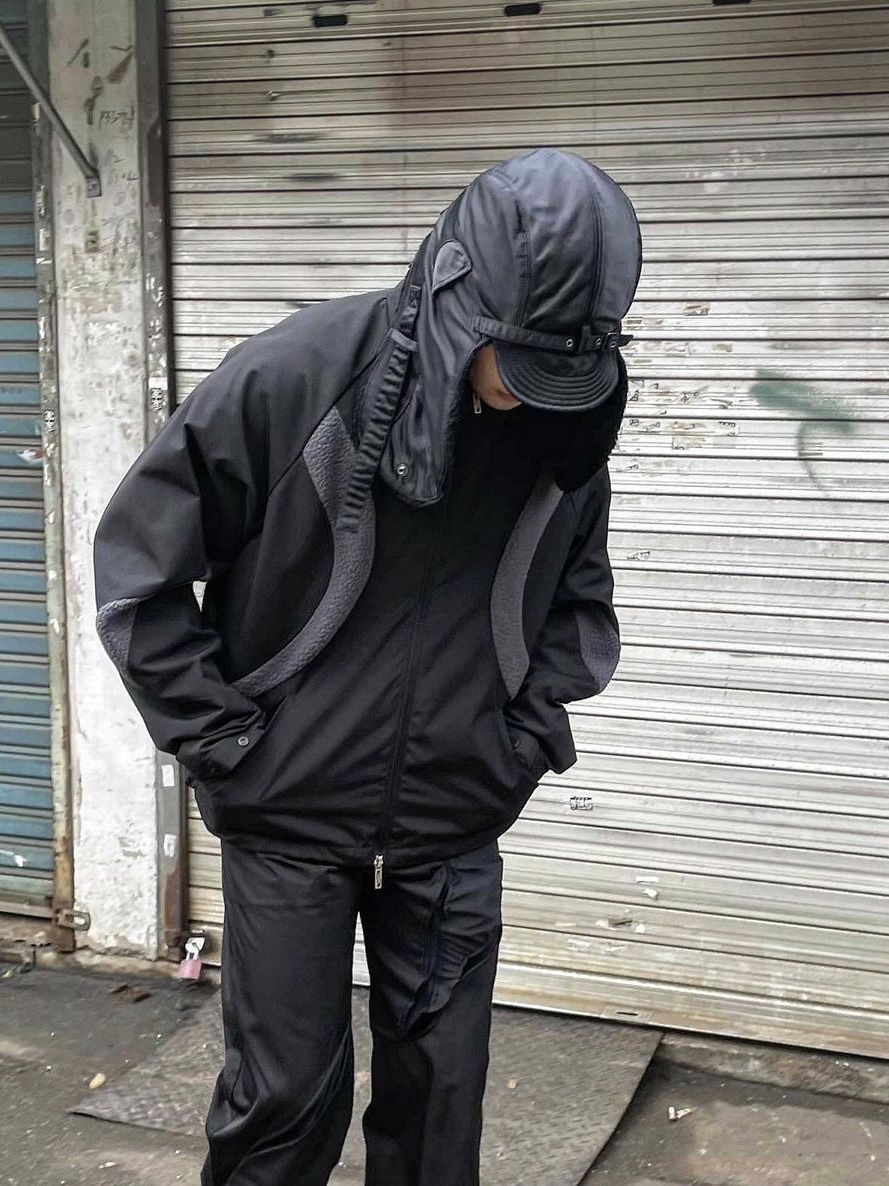Opening Project Paneled Fleece Jacket Black 착용 스타일 - 5