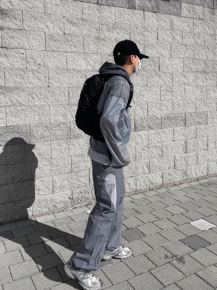 Art of Field Packable Double Layer Jacket Dusty Blue, Art of Field Wave Side Line Pants Blue Gray 착용 스타일 - 3