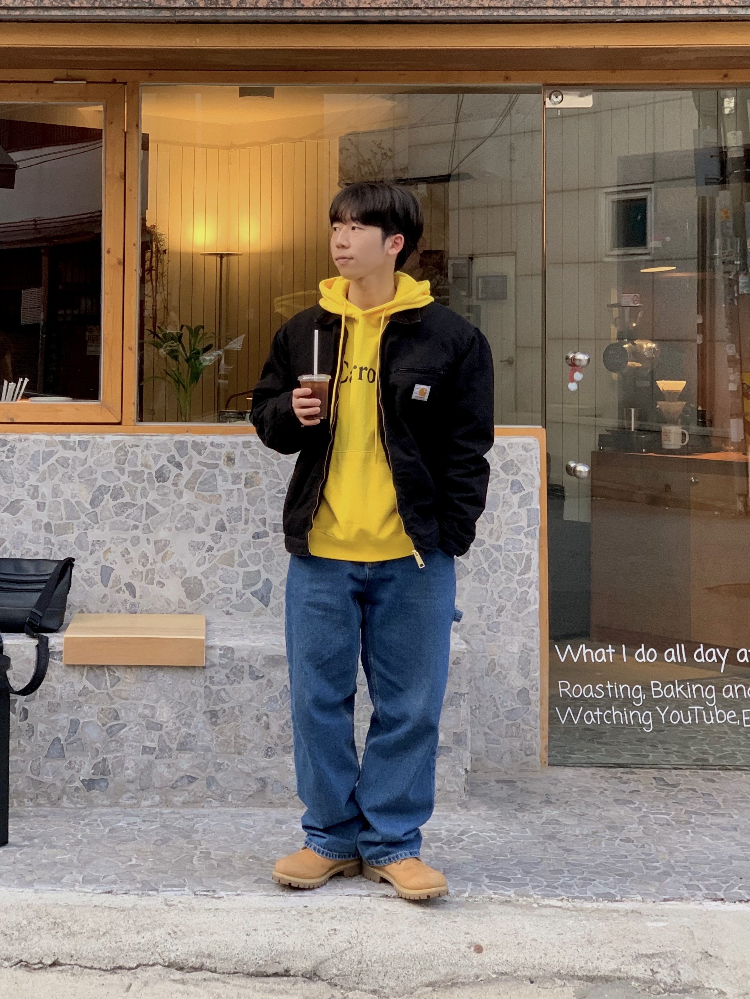 Timberland Premium 6 inch Waterproof Boot Wheat Nubuck - Wide, Carhartt WIP Organic Cotton Dearborn Canvas OG Detroit Jacket Black Aged Canvas - Winter 착용 스타일 - 3