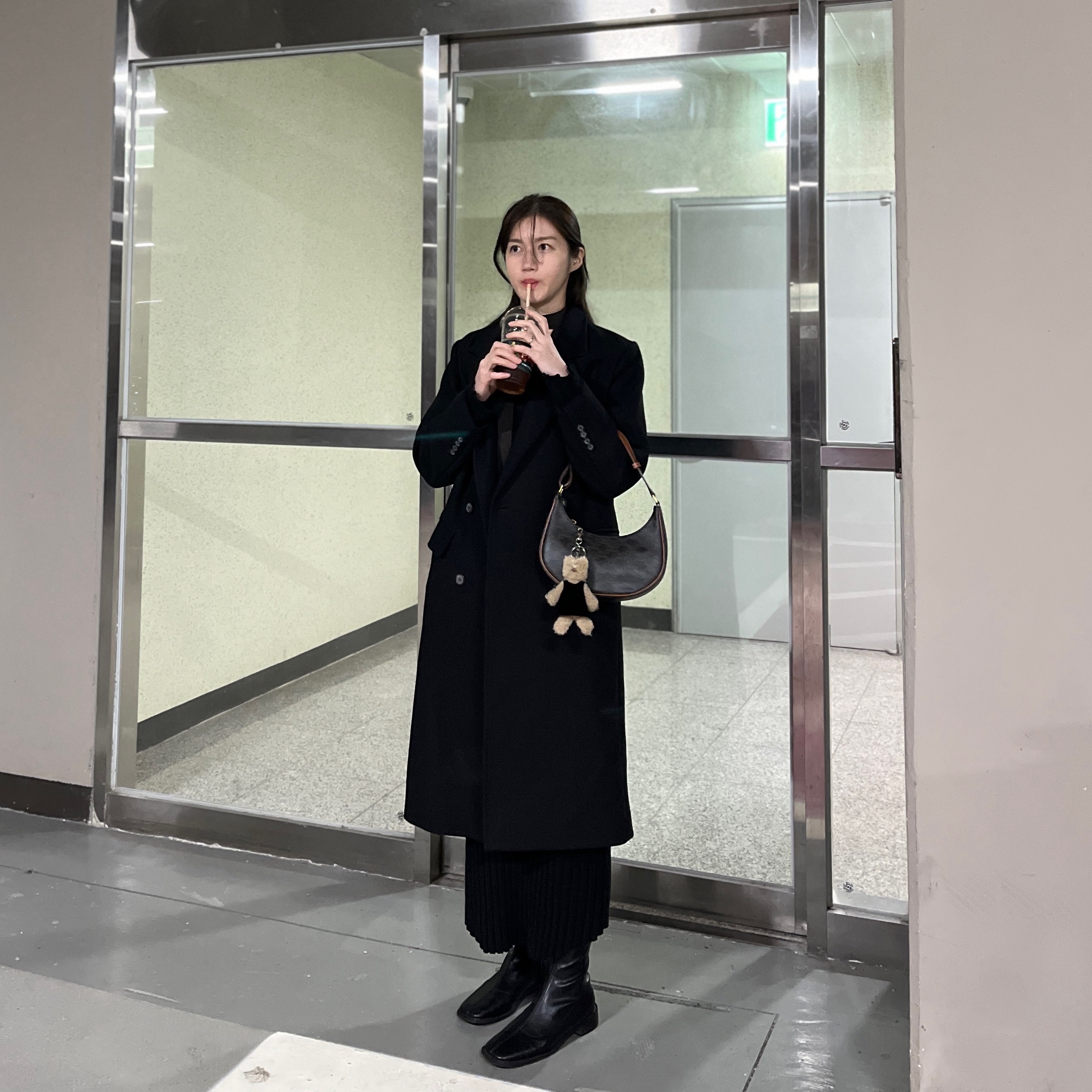 Celine Ava Bag in Triomphe Canvas and Calfskin Tan 착용 스타일 - 2