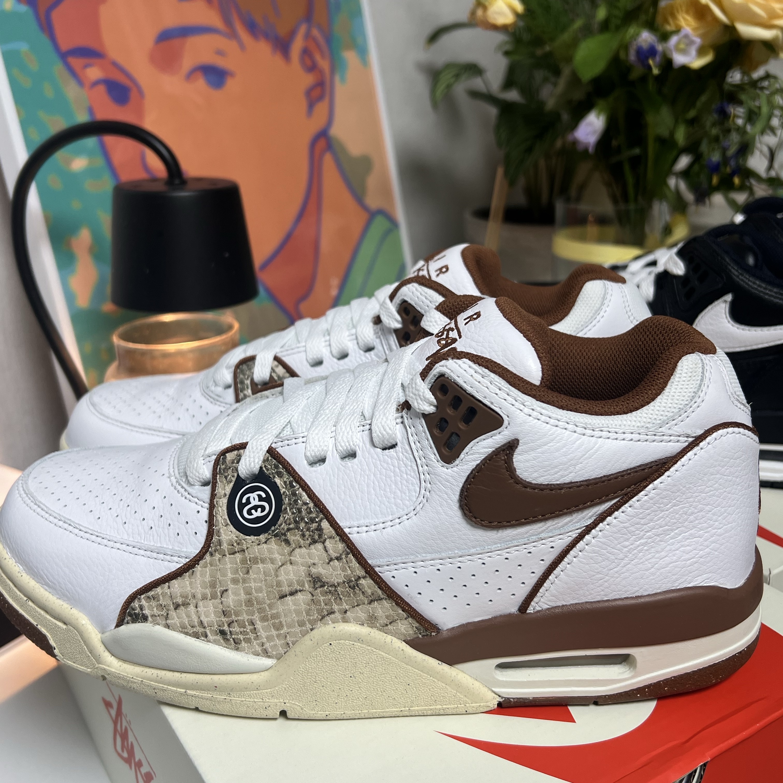Nike x Stussy Air Flight 89 Low White and Pecan, Nike x Stussy Air Flight 89 Low Black White 착용 스타일 - 3